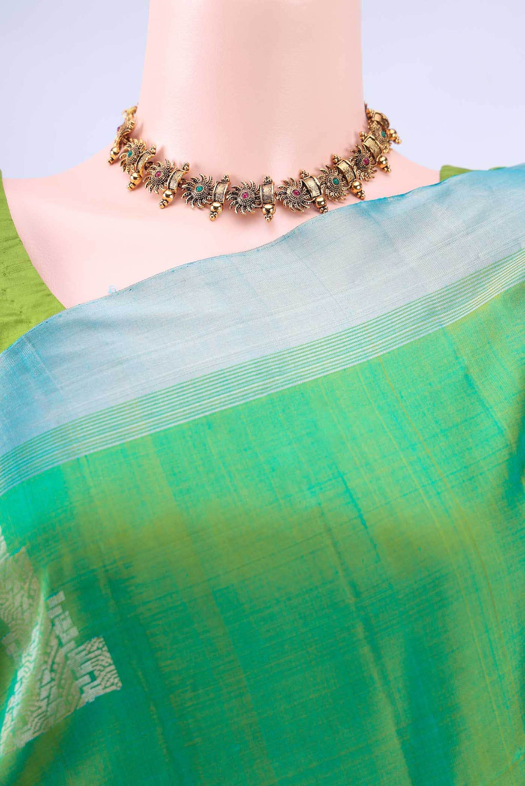 Light Green Dual Tone Soft Silk Saree