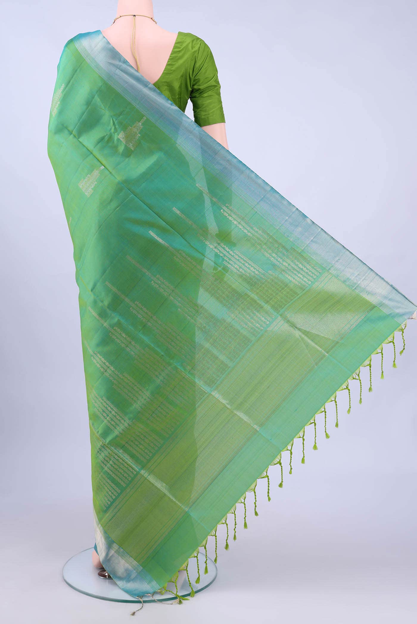 Light Green Dual Tone Soft Silk Saree