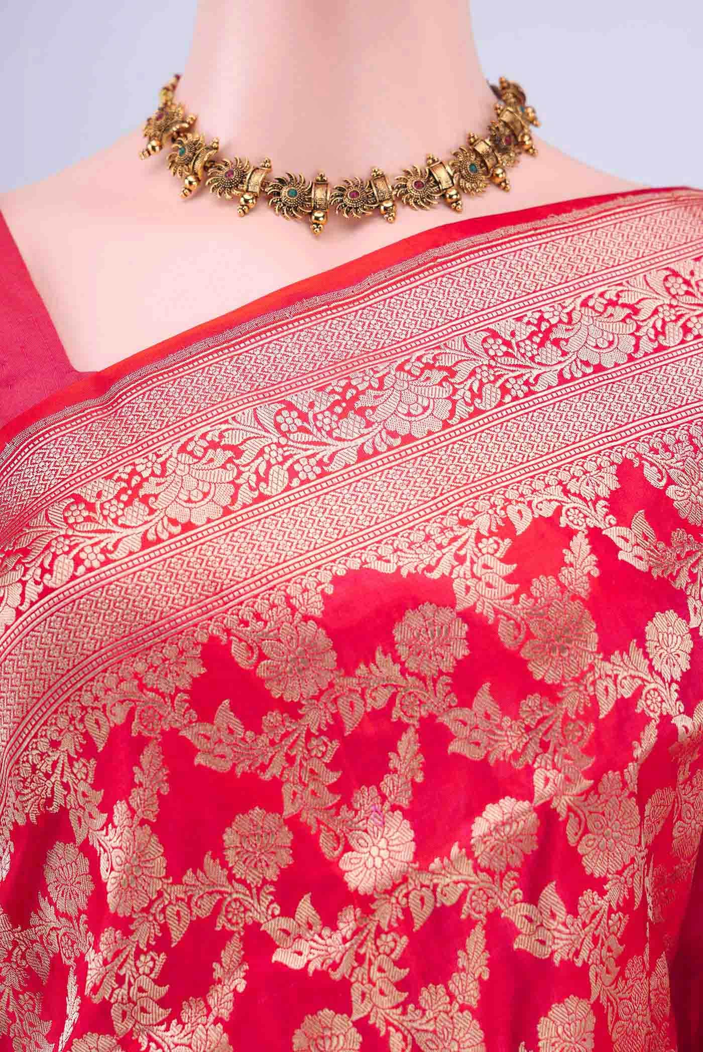 Brick Orange Banarasi Saree