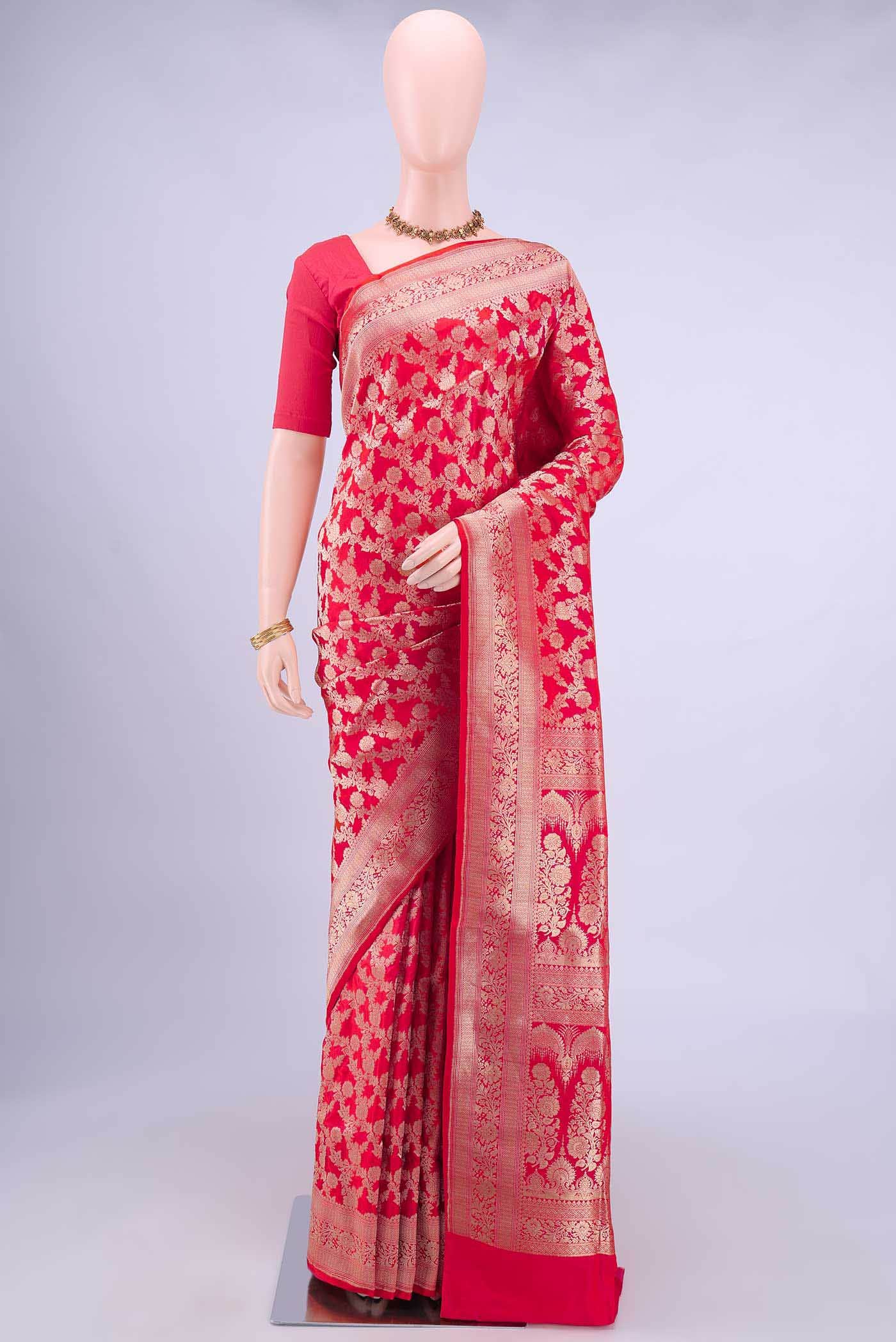 Brick Orange Banarasi Saree