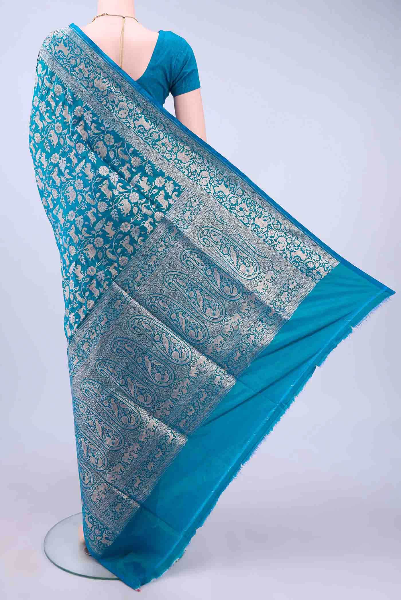 Dark Blue Banarasi Silk Saree
