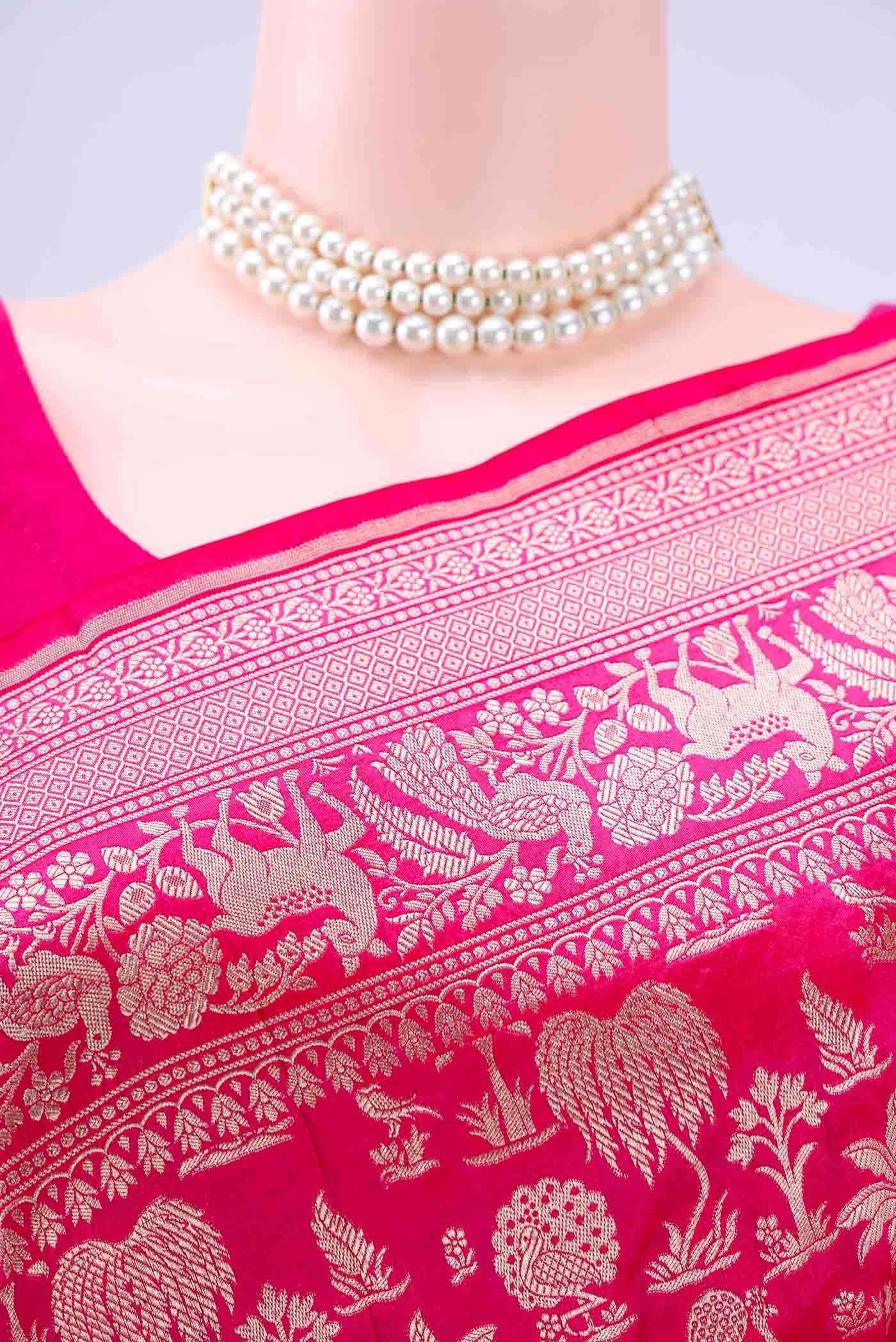 Dark Pink Banarasi Silk Saree