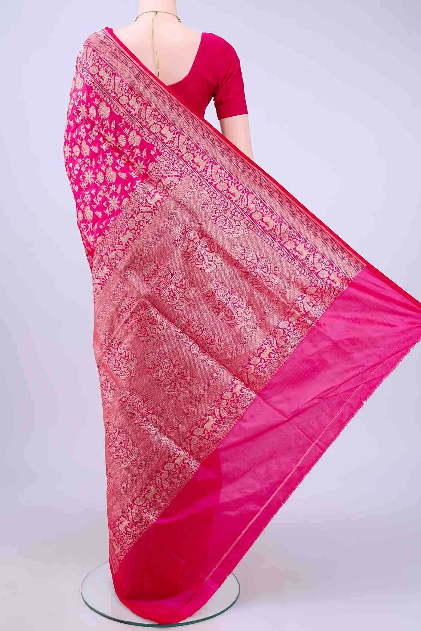 Dark Pink Banarasi Silk Saree