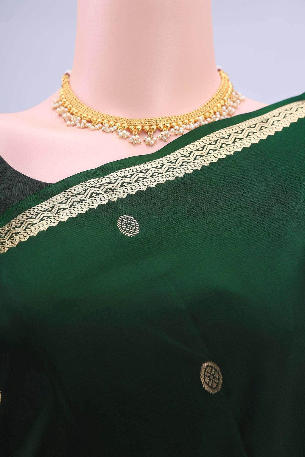 Bottle Green Kanchipuram Saree