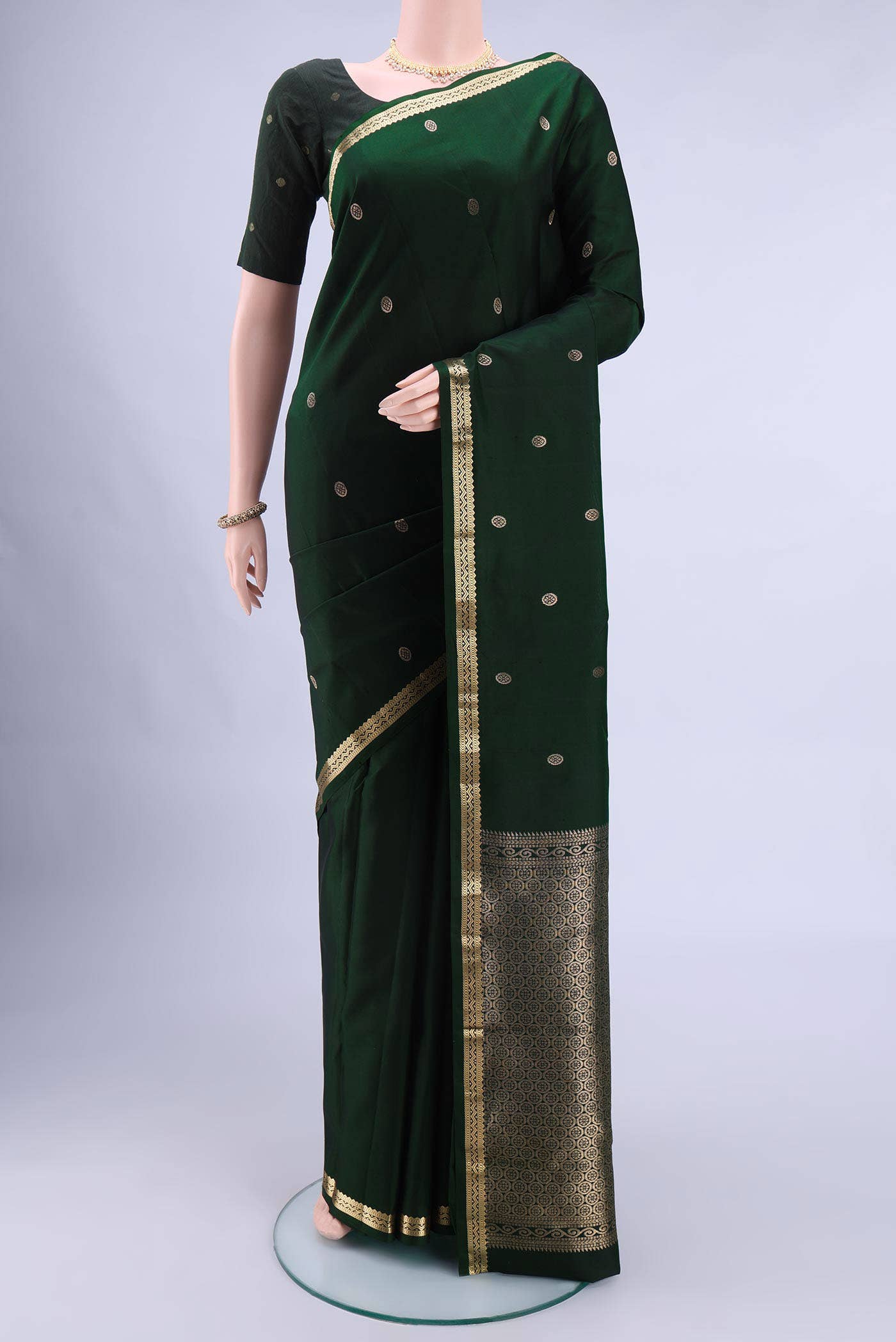 Bottle Green Kanchipuram Saree