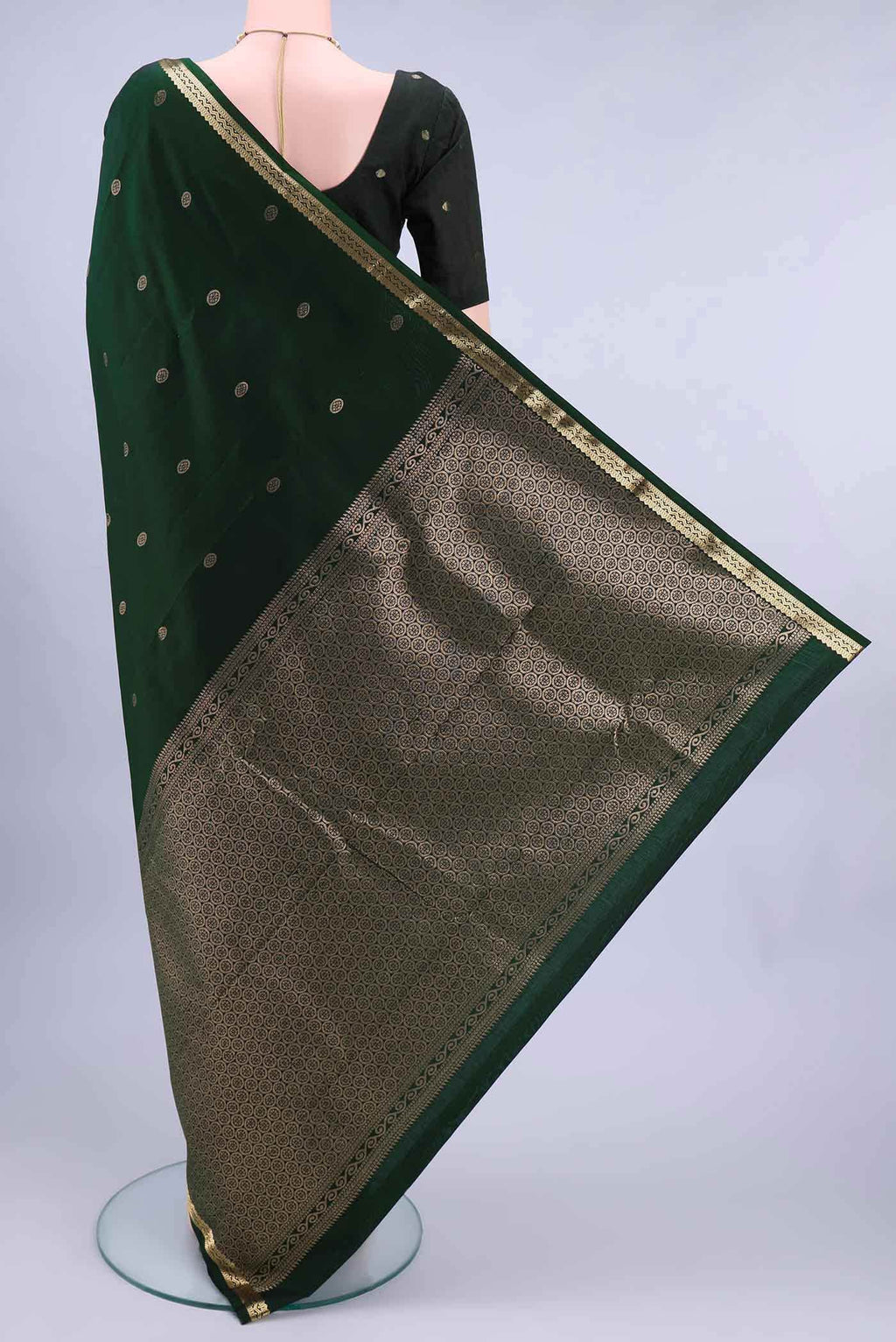 Bottle Green Kanchipuram Saree