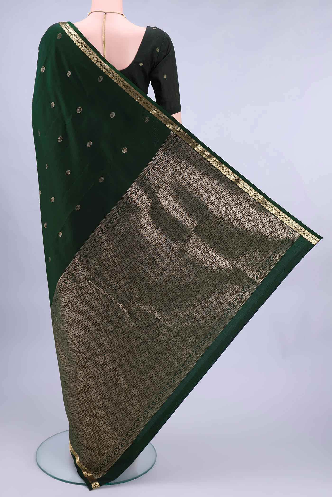 Bottle Green Kanchipuram Saree