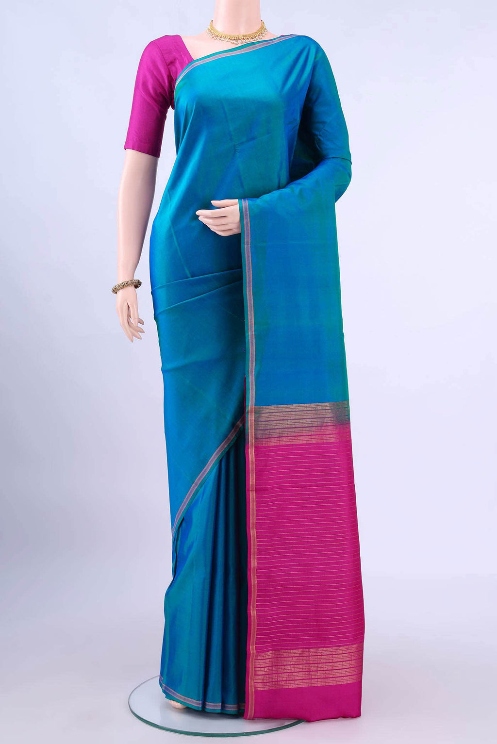 Peacock Blue Nangavalli Silk [ Salem ] Saree