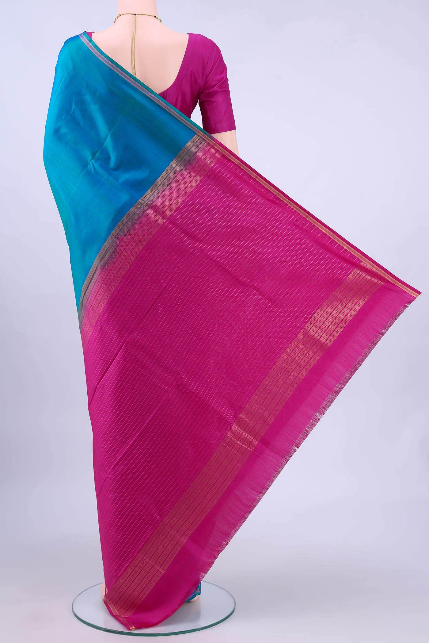 Peacock Blue Nangavalli Silk [ Salem ] Saree