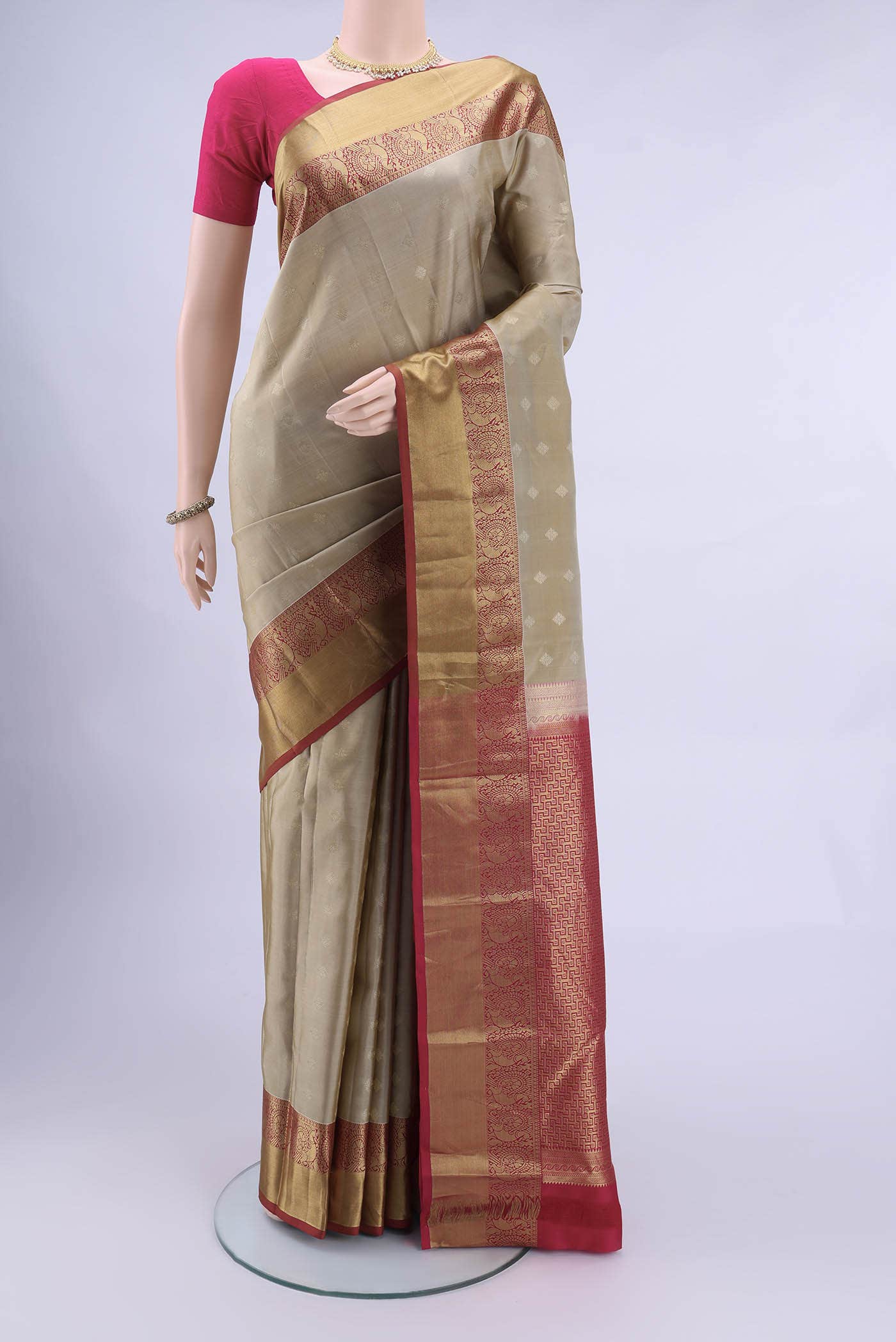 Beige Kanchipuram Saree