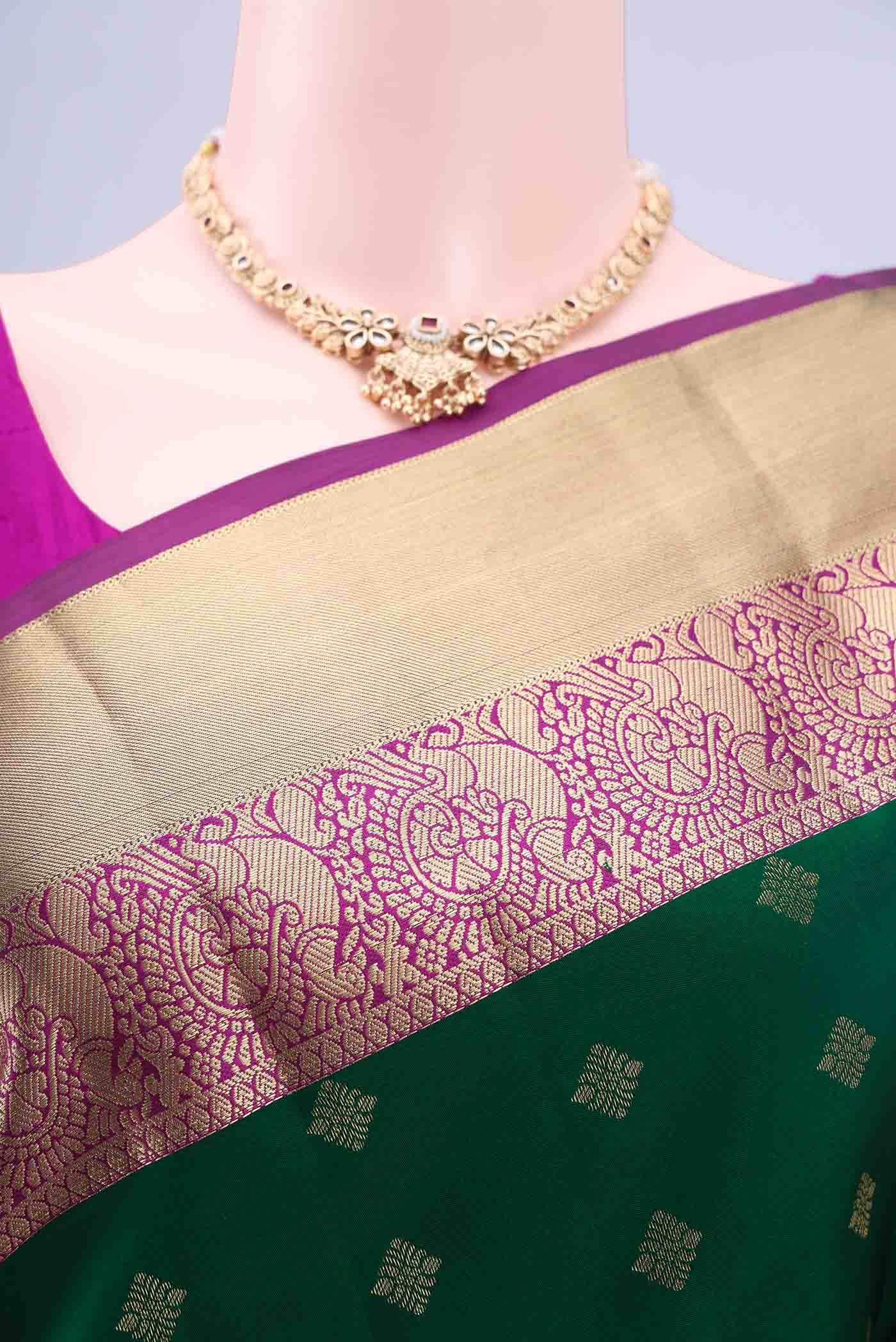Bottle Green Kanchipuram Saree