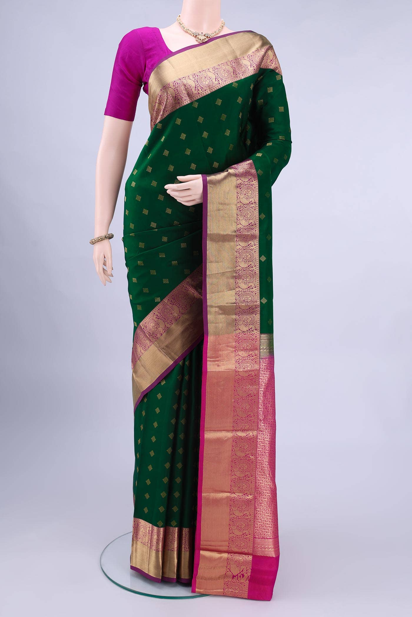 Bottle Green Kanchipuram Saree