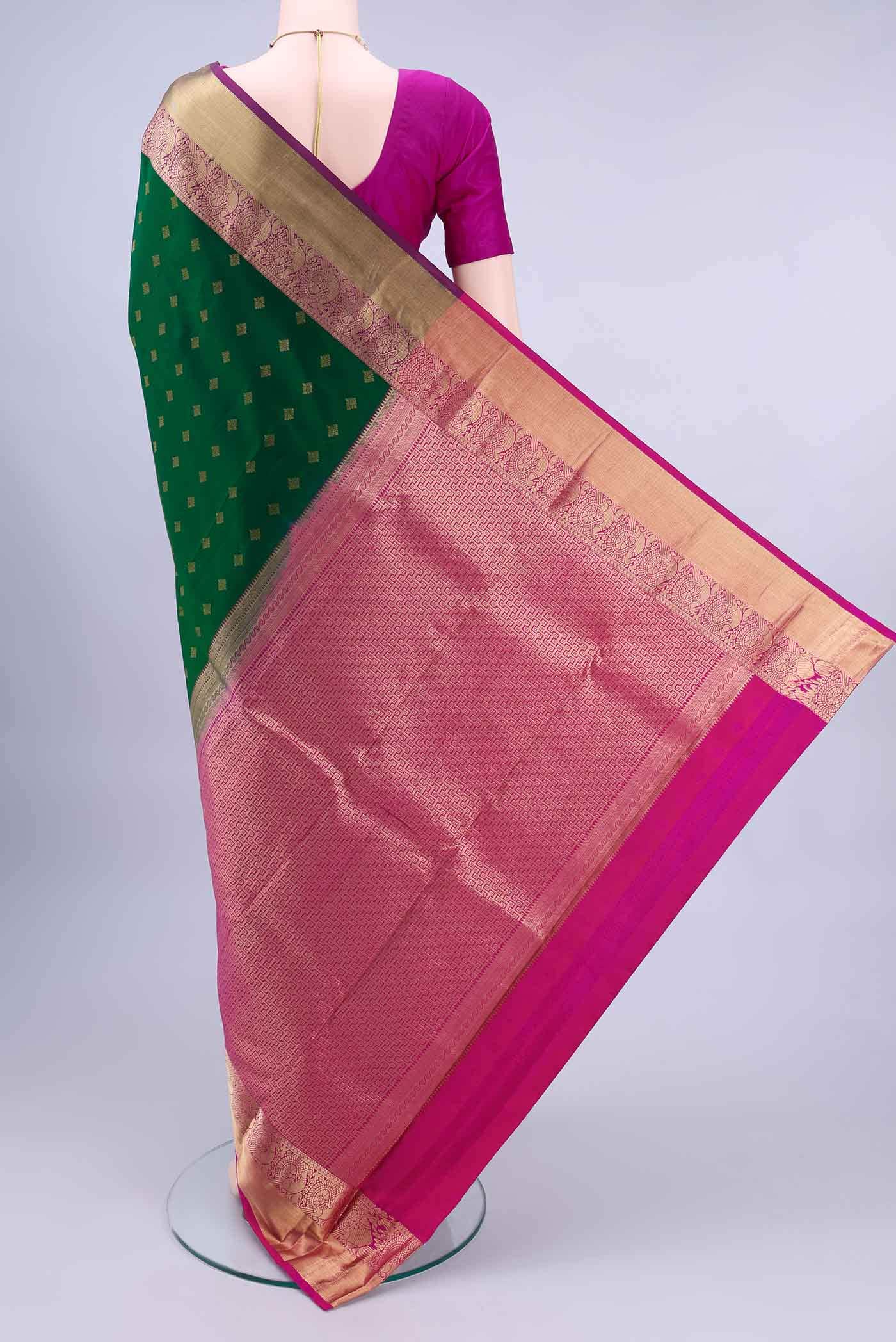 Bottle Green Kanchipuram Saree