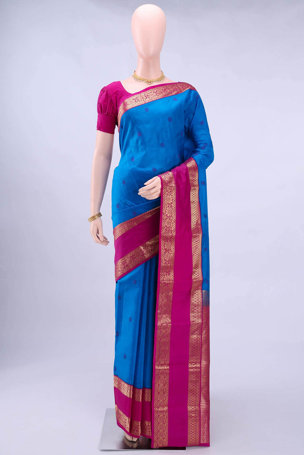 Dark Blue Kanchipuram Silk Saree