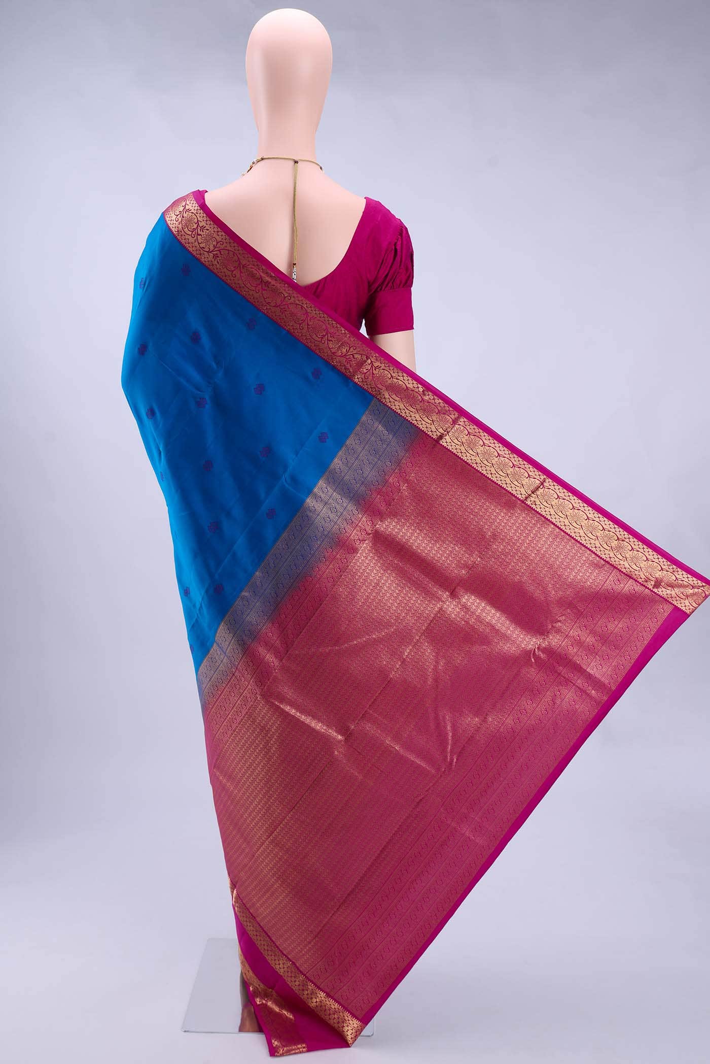 Dark Blue Kanchipuram Silk Saree