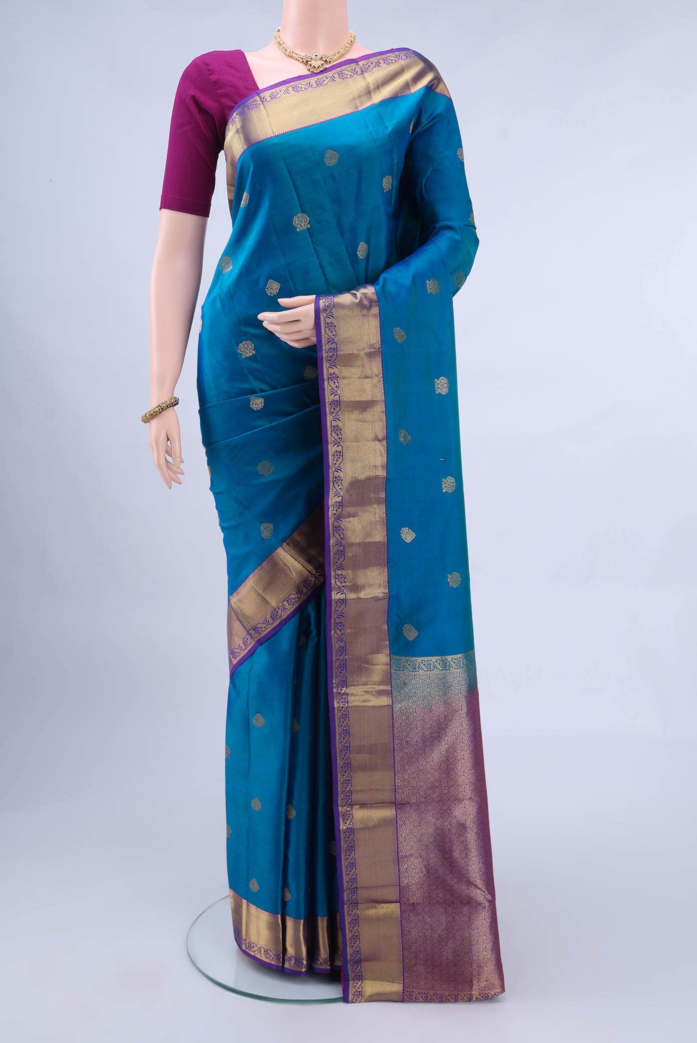 Dark Blue Kanchipuram Saree