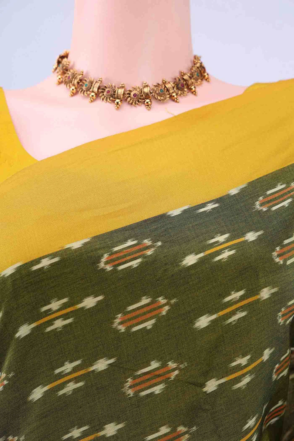 Mehandi Green Pochampally Cotton Saree