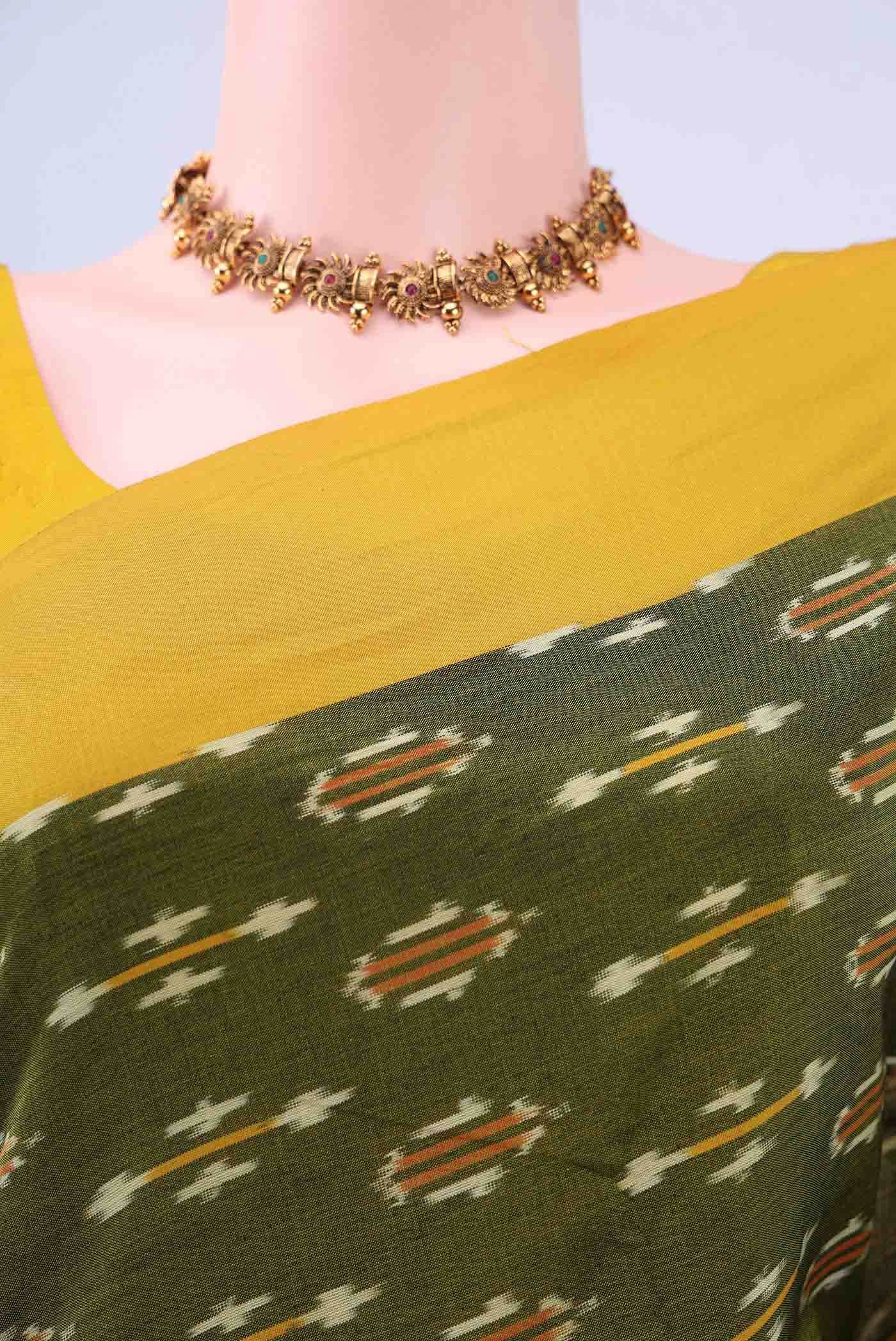 Mehandi Green Pochampally Cotton Saree