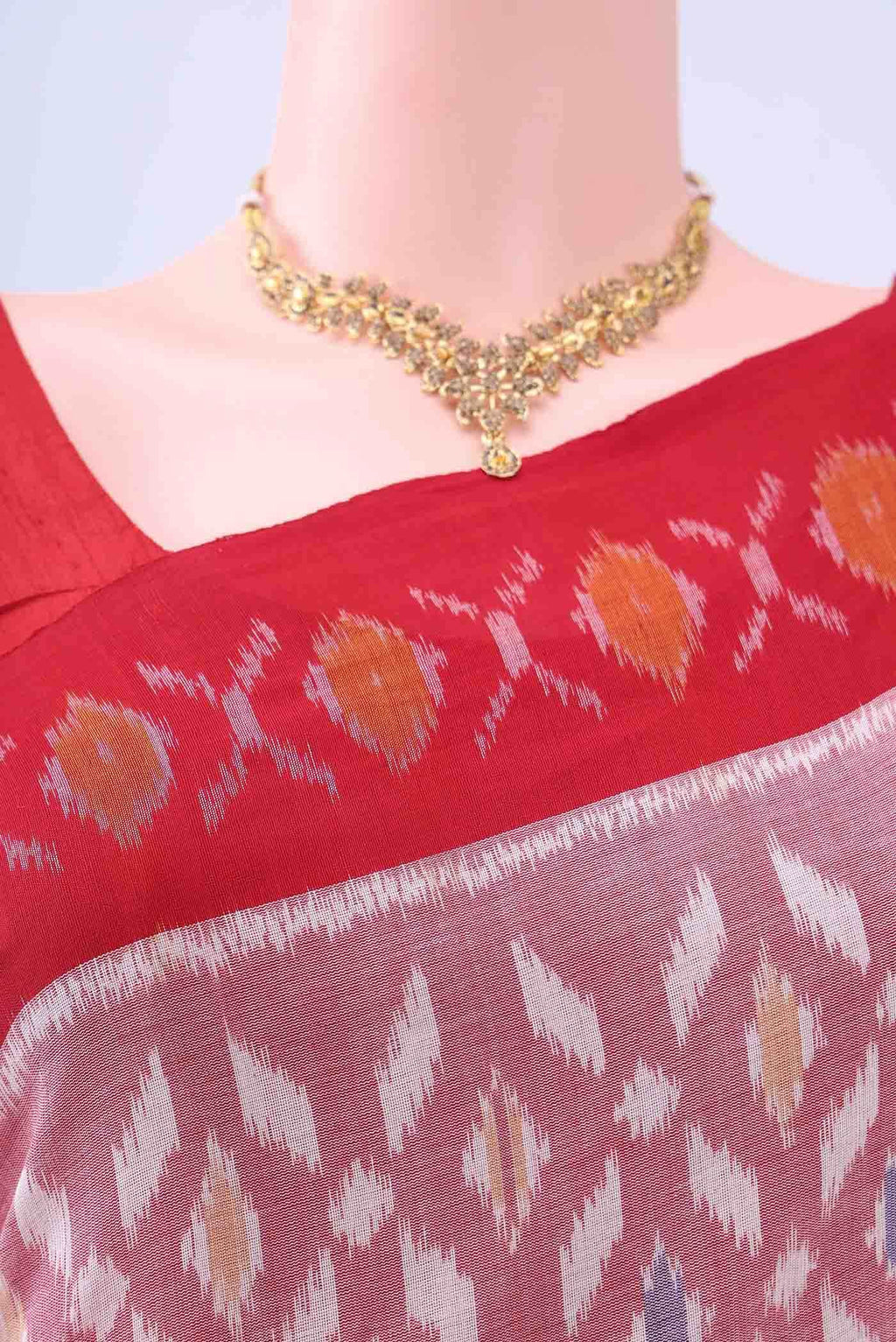 Red Pochampally Cotton Saree