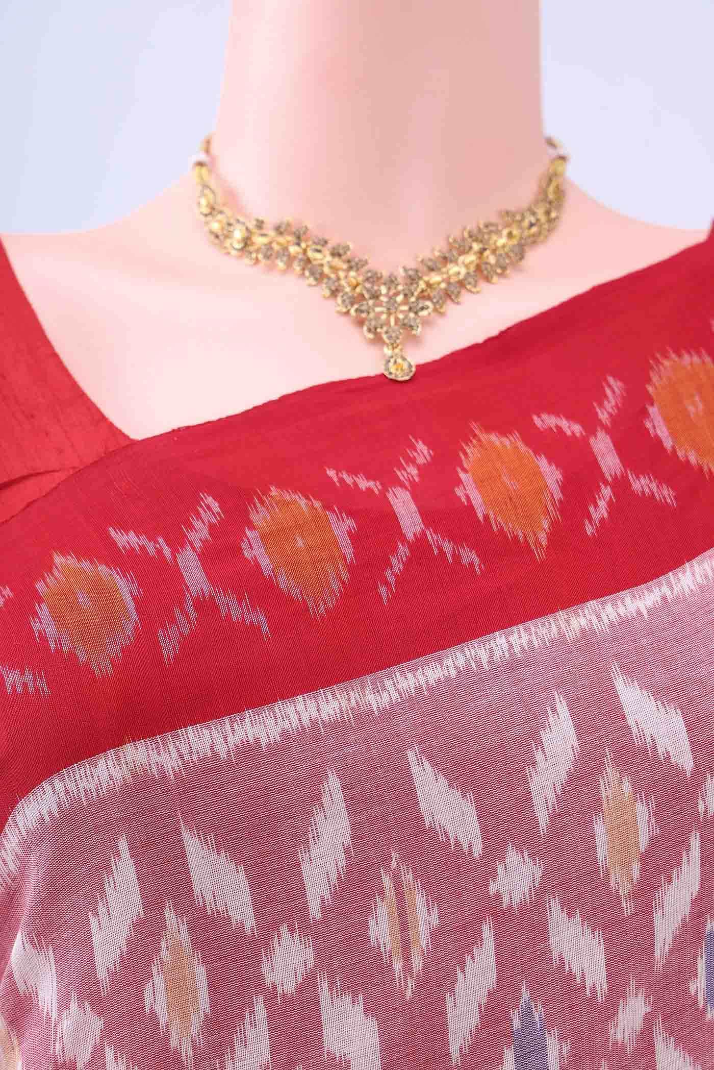 Red Pochampally Cotton Saree