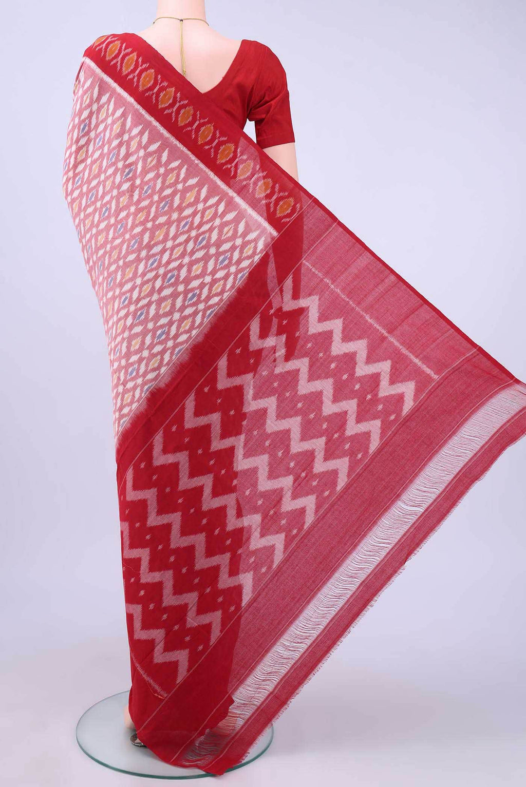 Red Pochampally Cotton Saree