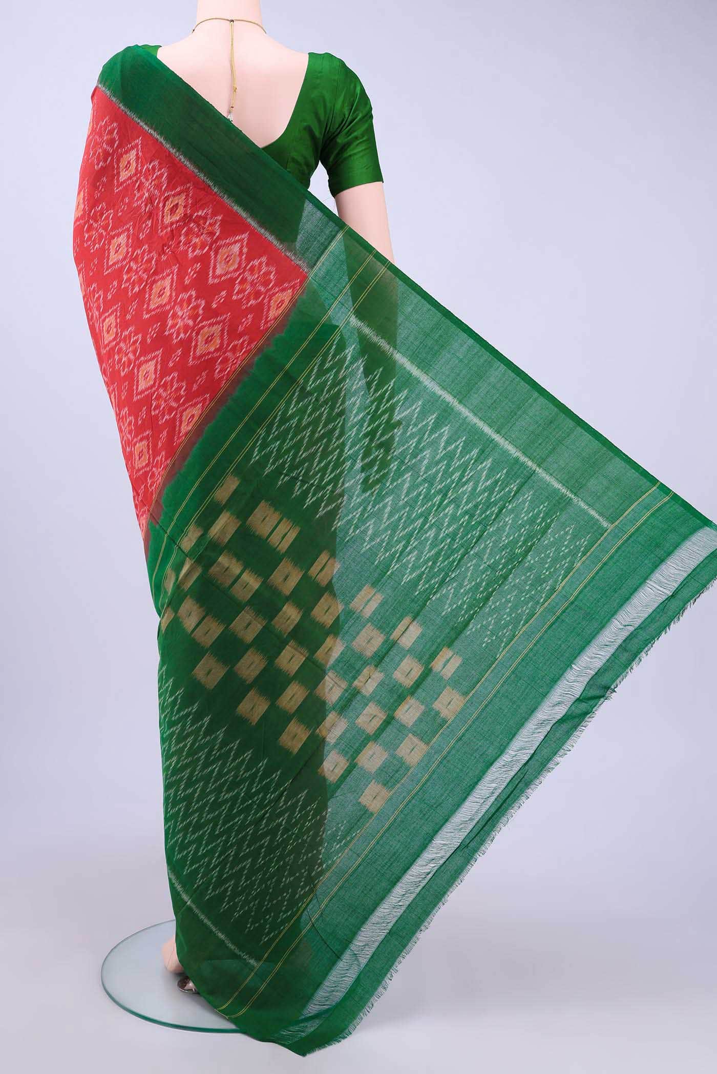 Imperial Red Pochampally Cotton Saree