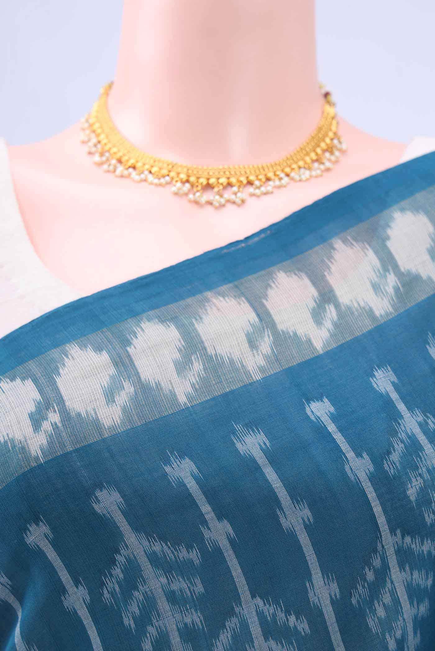 Maya Blue Pochampally Cotton Saree