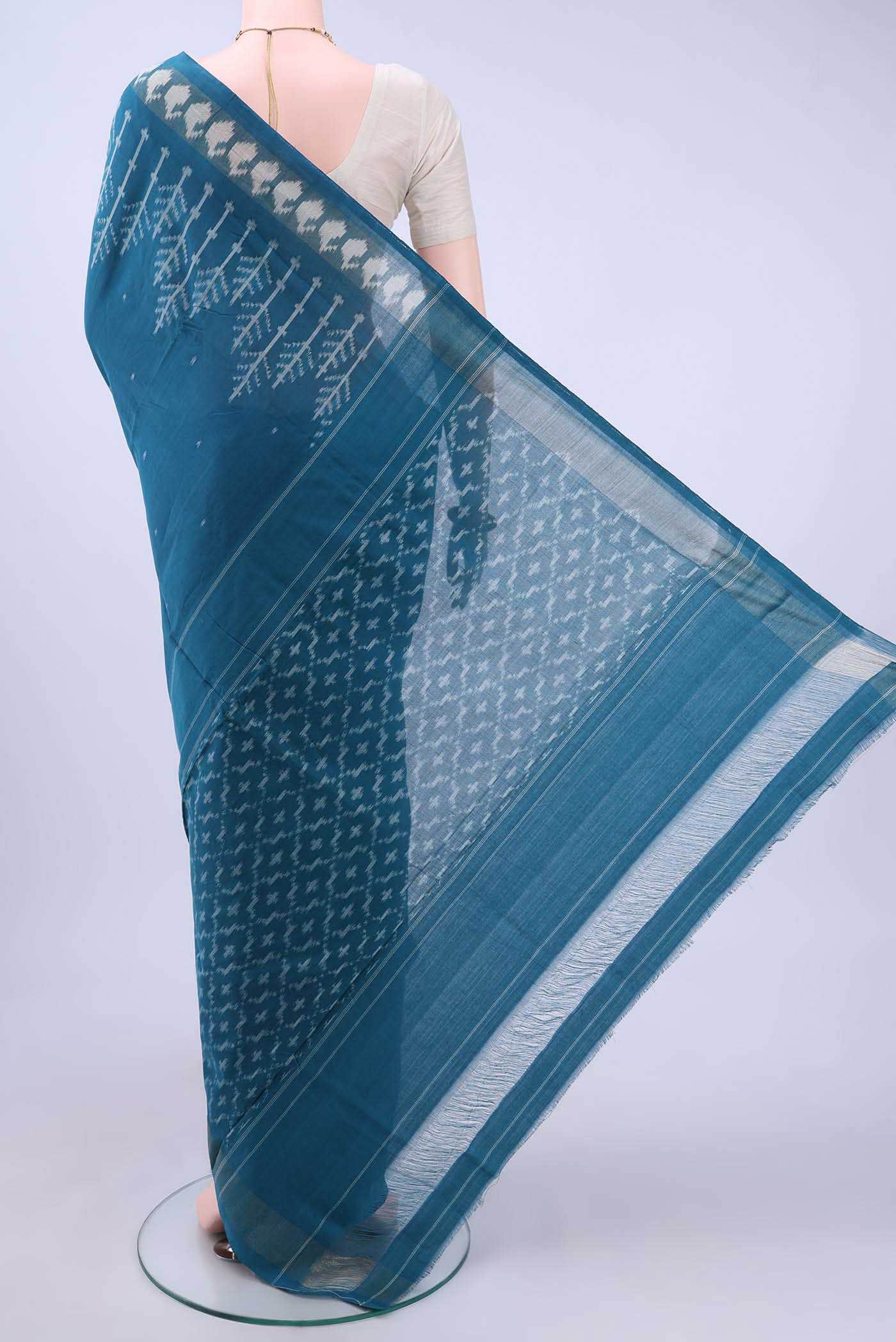 Maya Blue Pochampally Cotton Saree