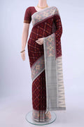Maroon Pochampally Cotton Saree