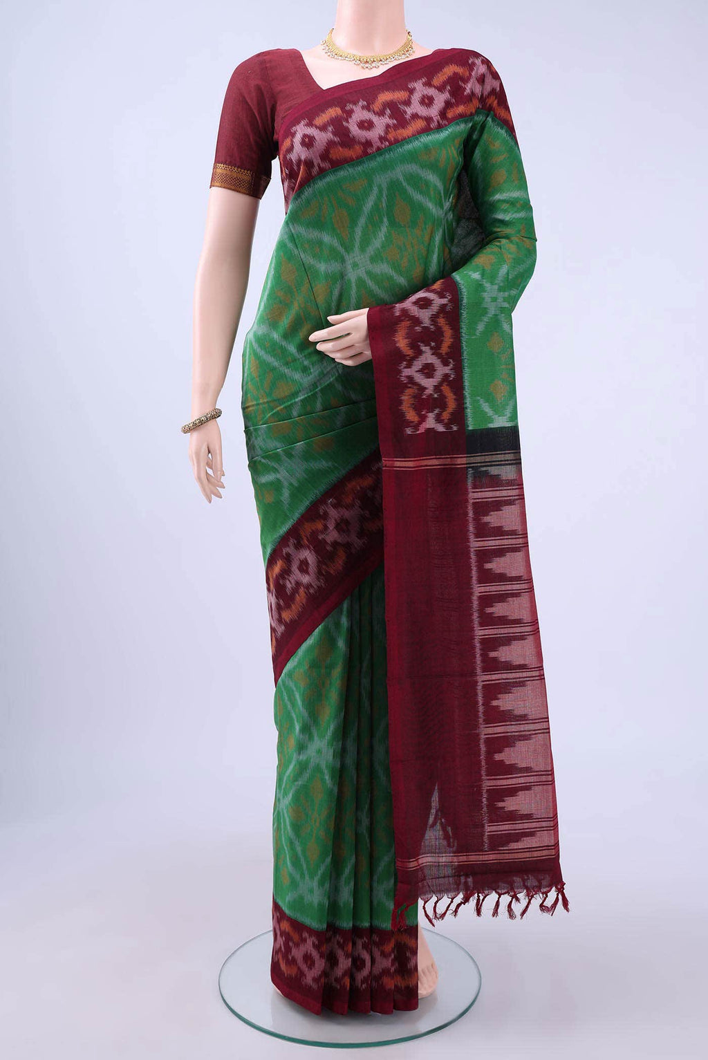 Green Pochampally Cotton Saree