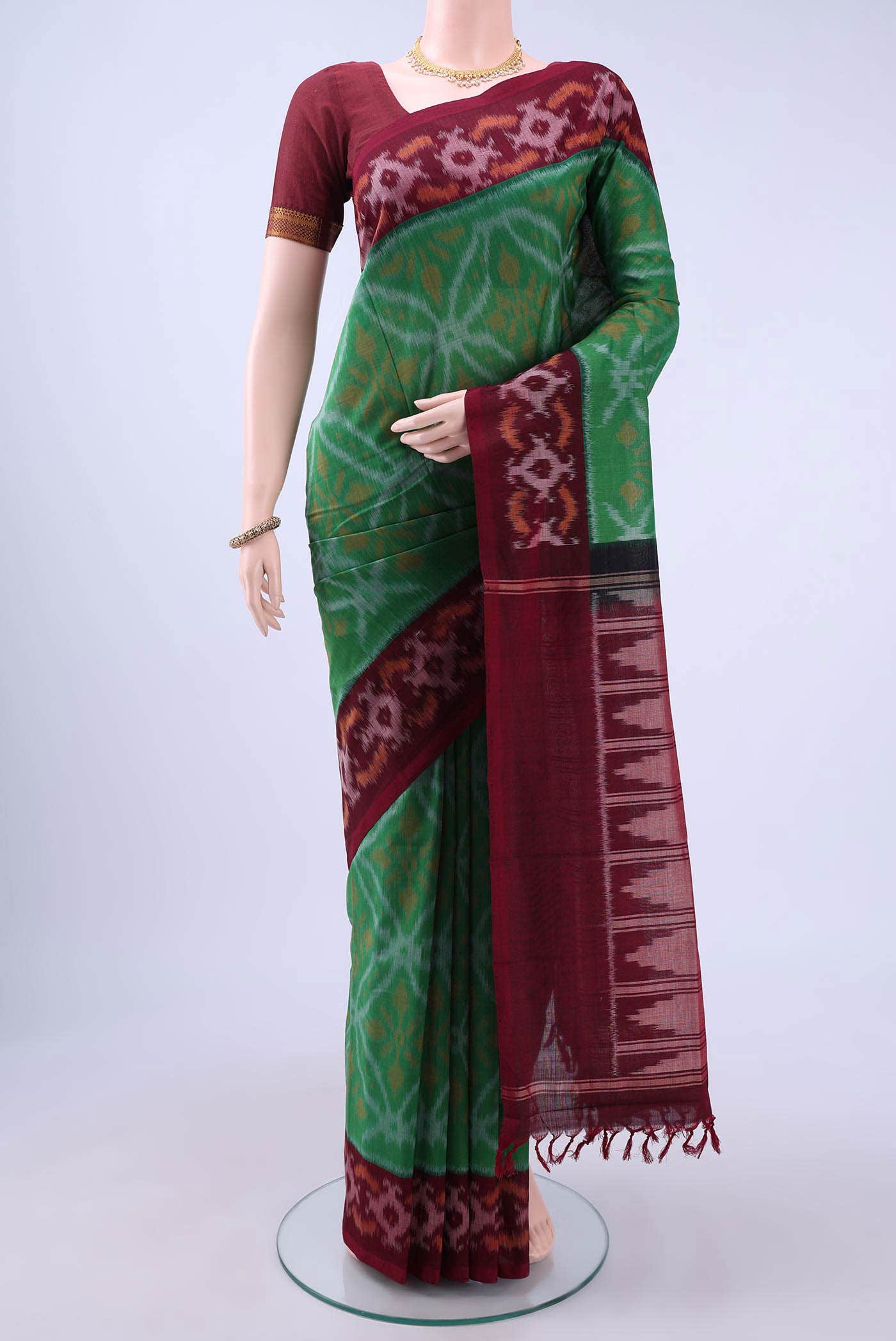 Green Pochampally Cotton Saree
