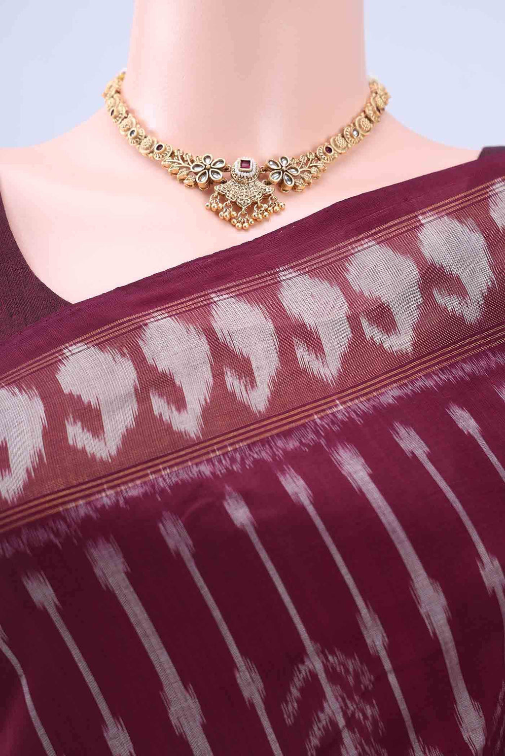Brown Pochampally Cotton Saree