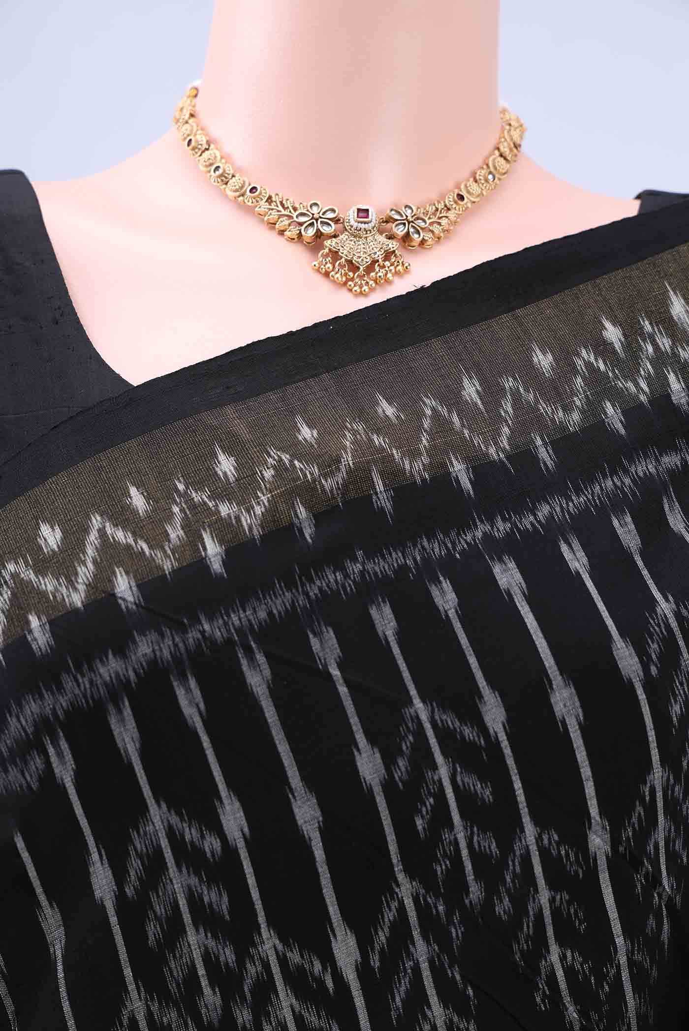 Black Pochampally Cotton Saree