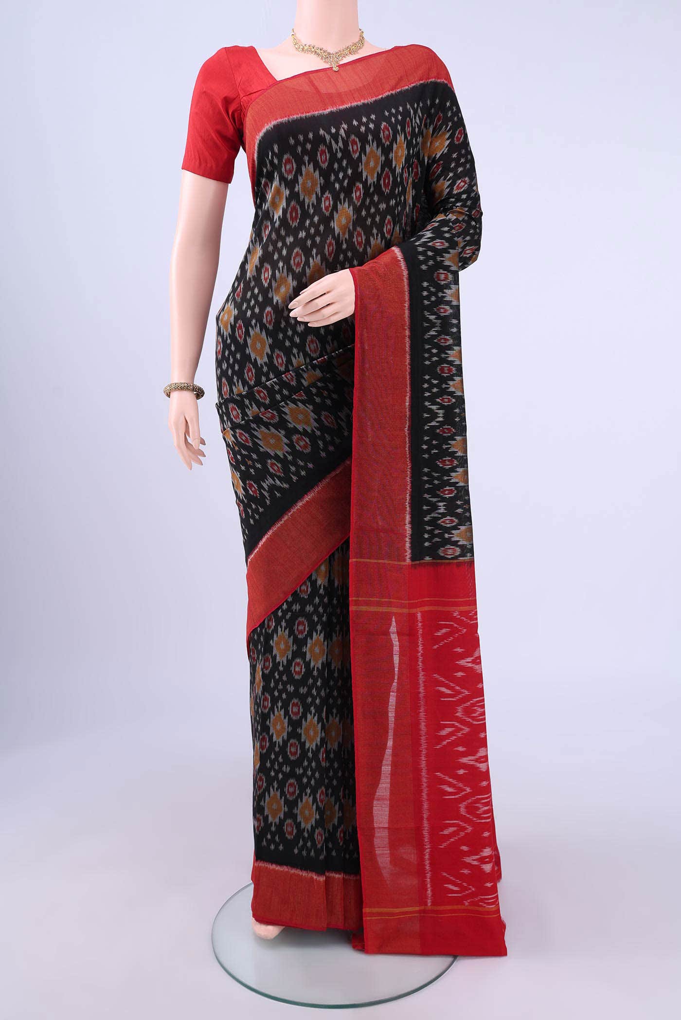 Black Pochampally Cotton Saree