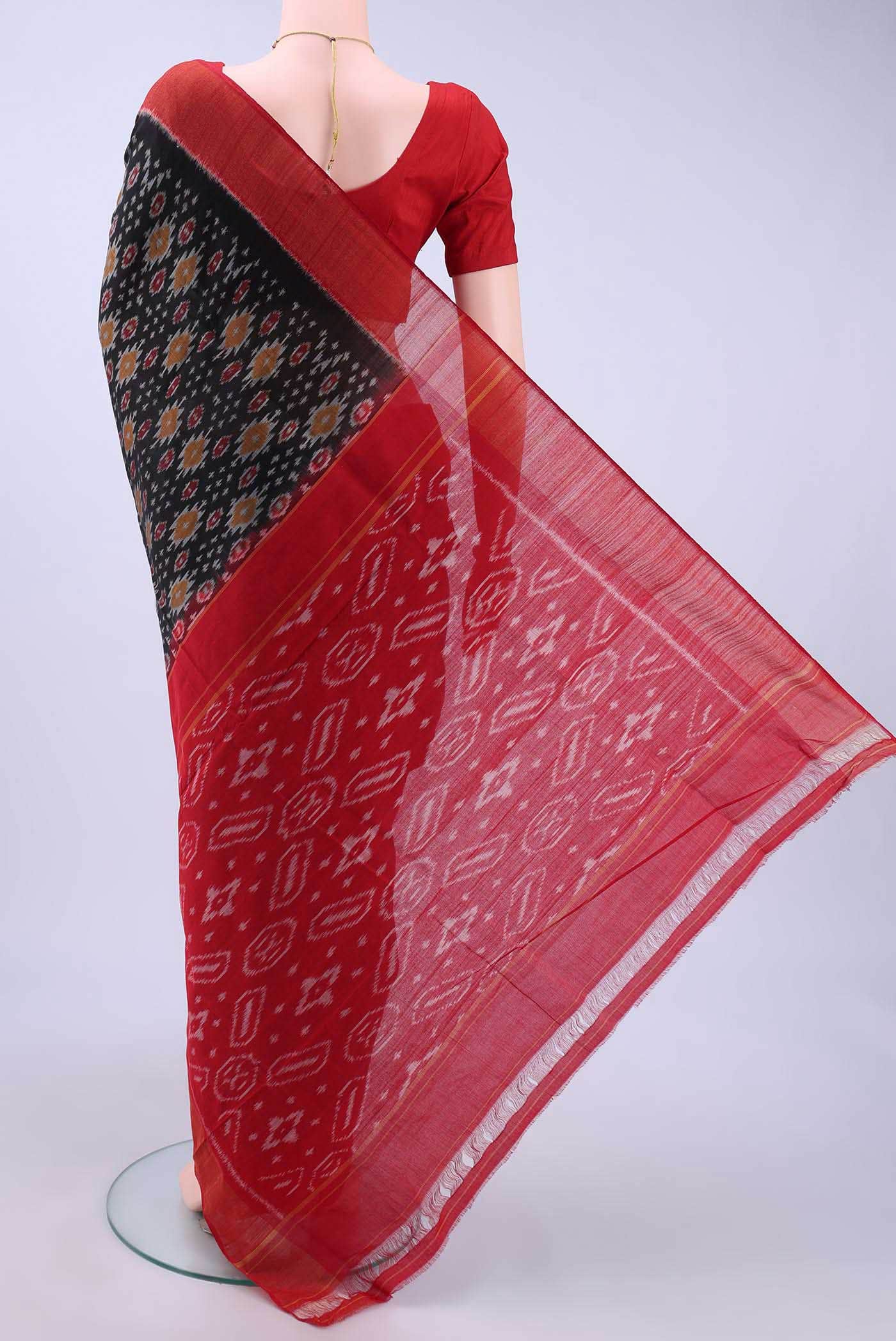 Black Pochampally Cotton Saree