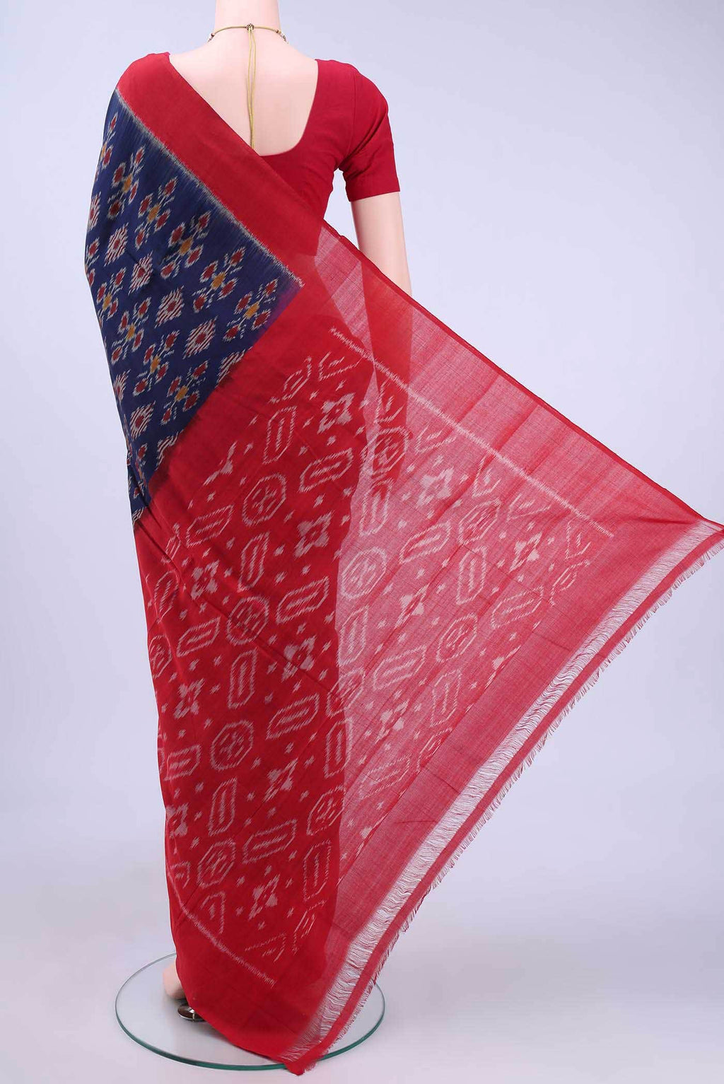 Navy Blue Pochampally Cotton Saree
