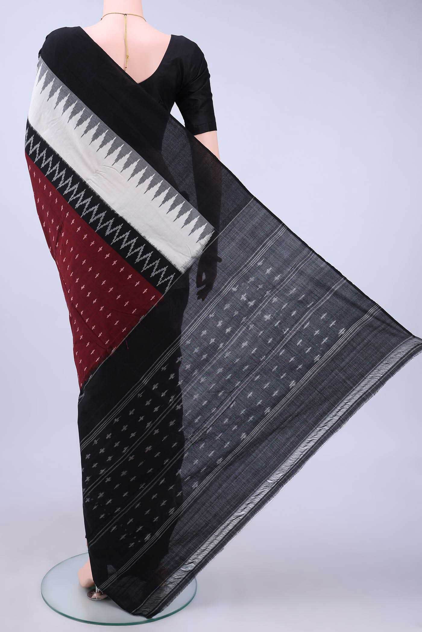 Maroon Pochampally Cotton Saree