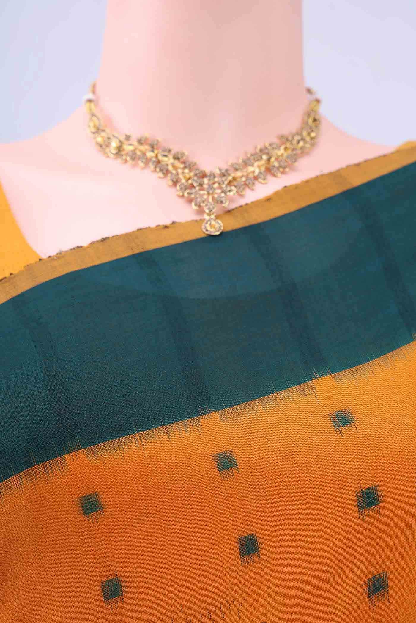 Mustard Pochampally Cotton Saree