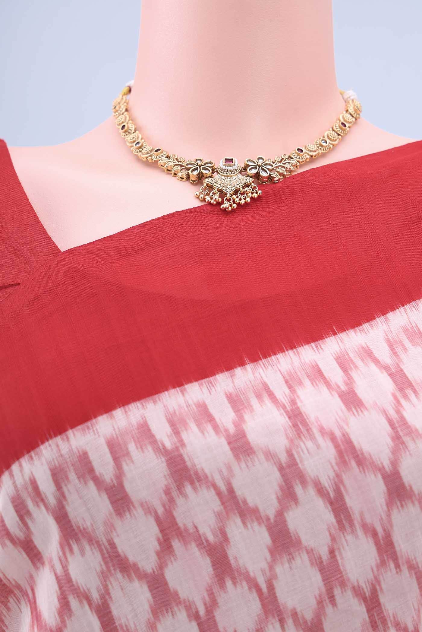 Off White Pochampally Cotton Saree