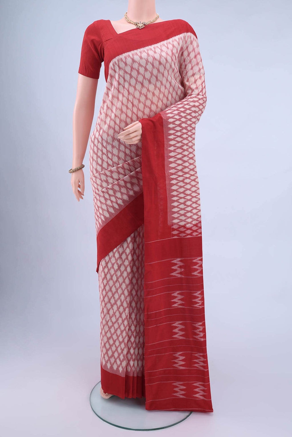Off White Pochampally Cotton Saree