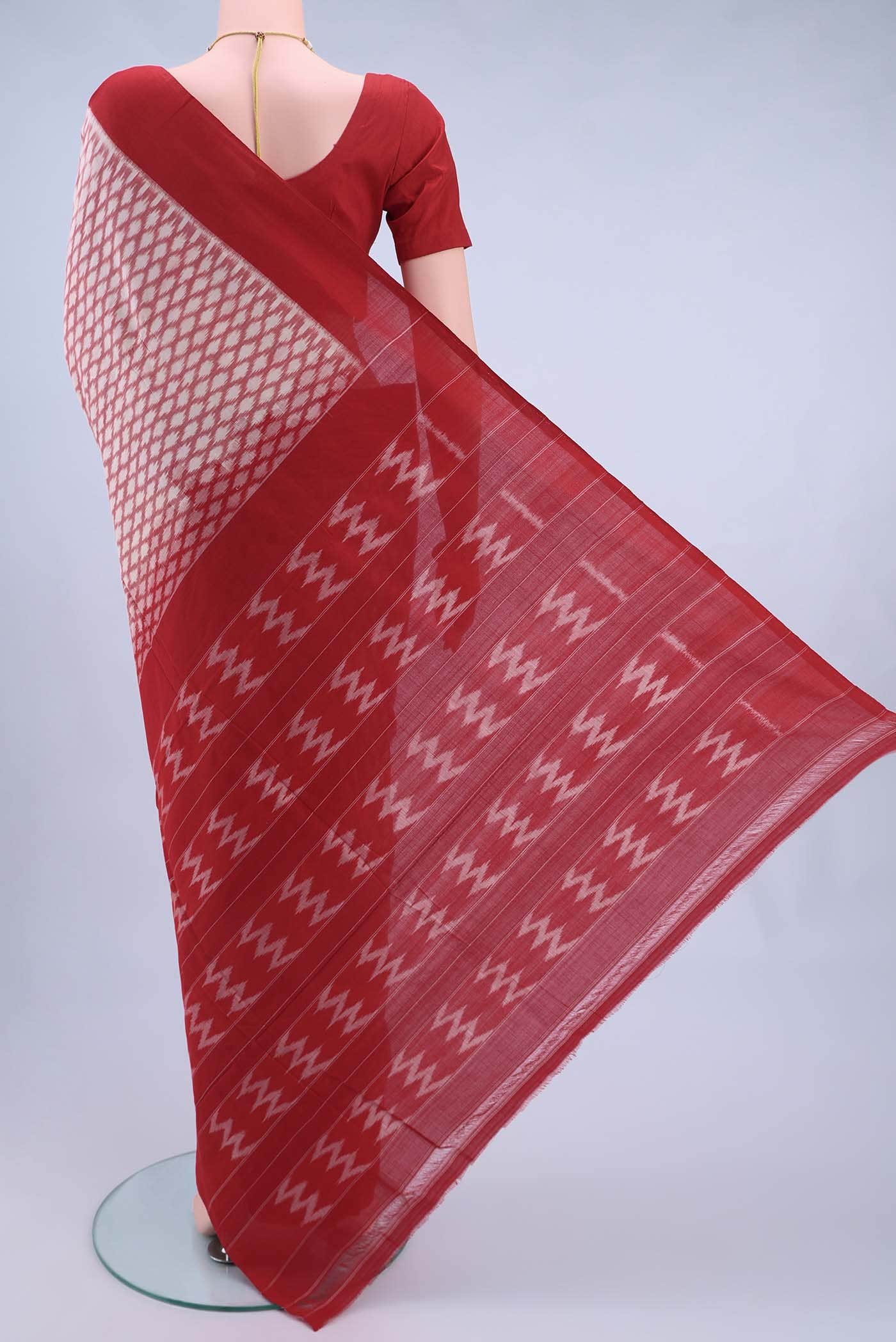 Off White Pochampally Cotton Saree