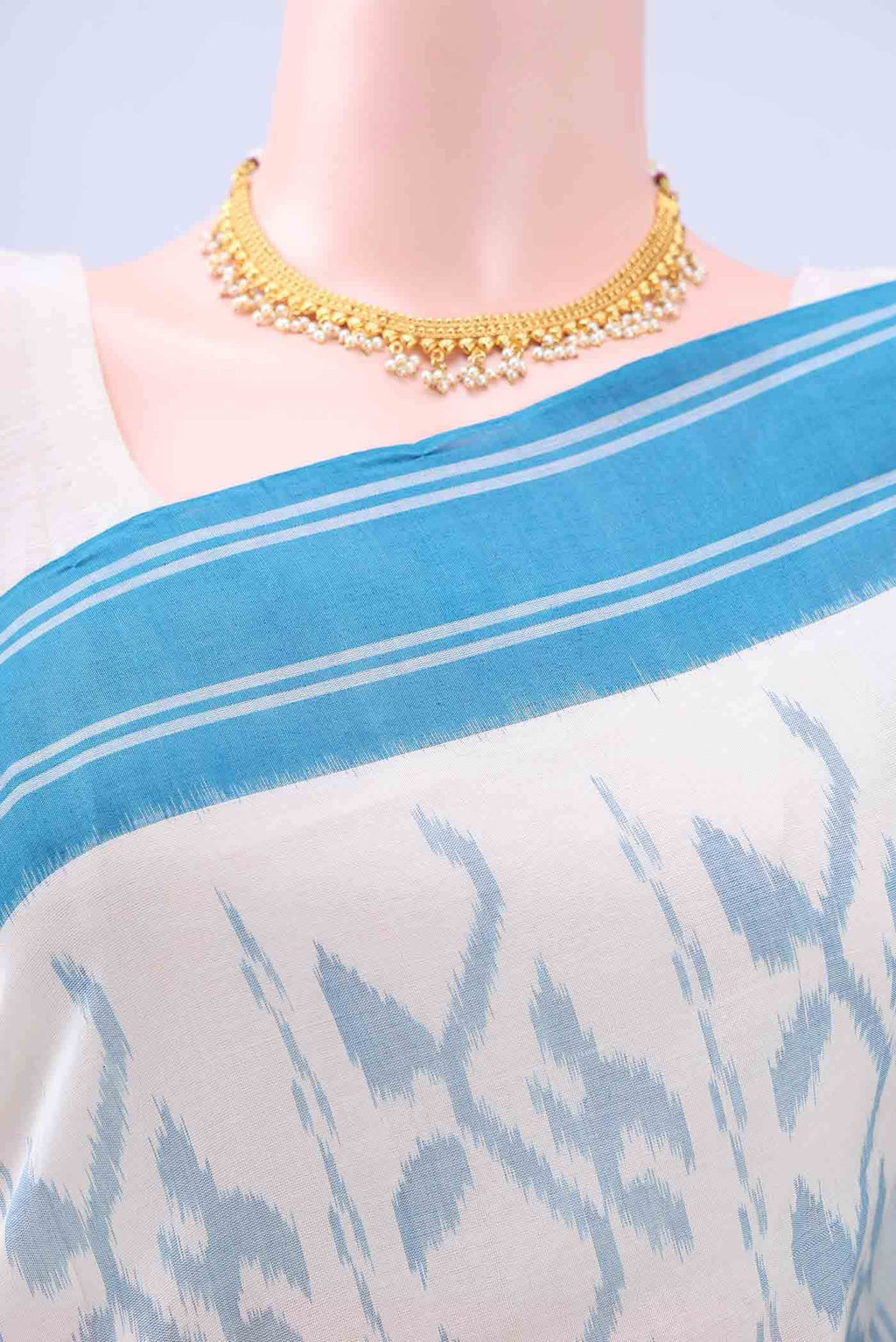 Off White Pochampally Cotton Saree