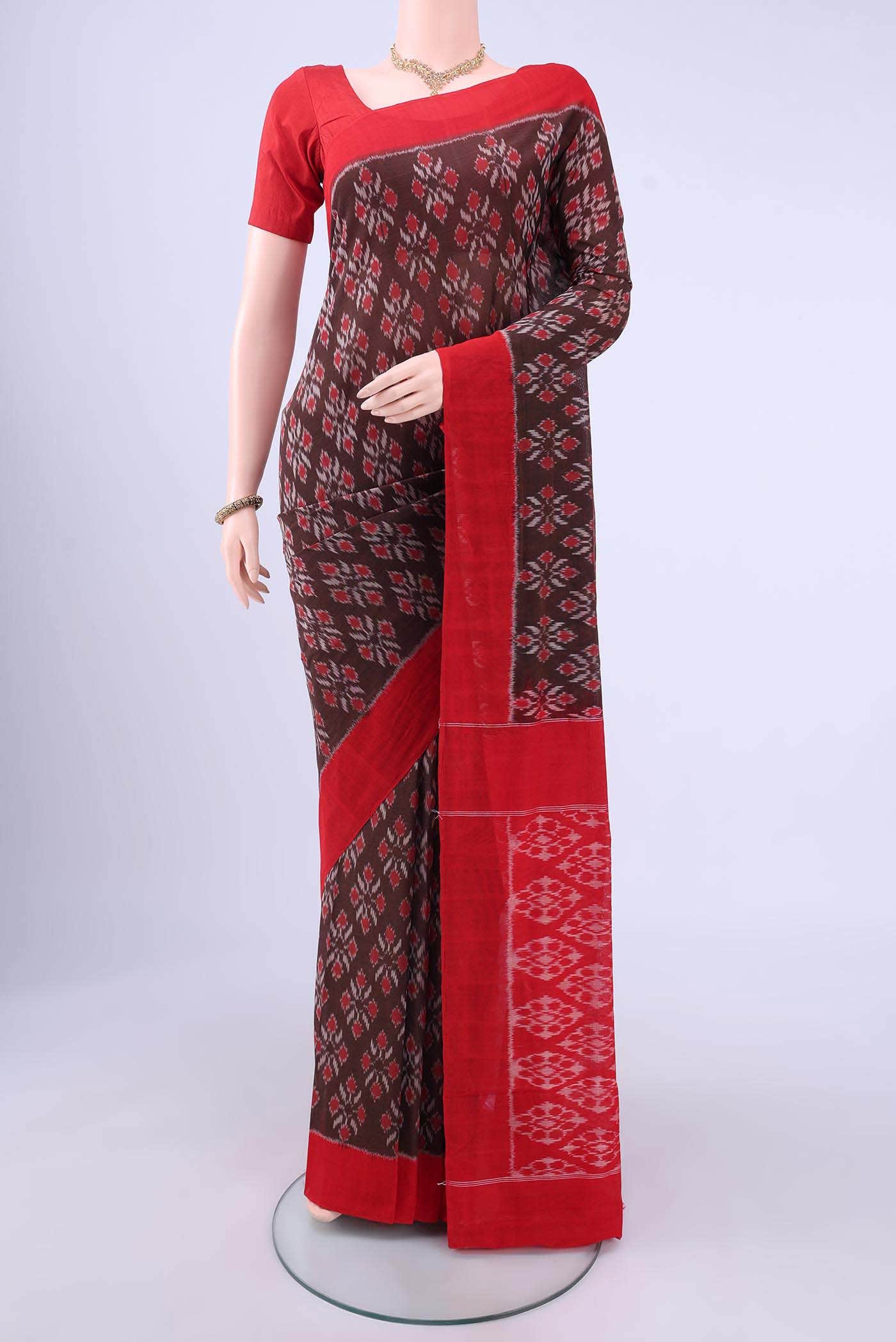 Bronze Pochampally Cotton Saree