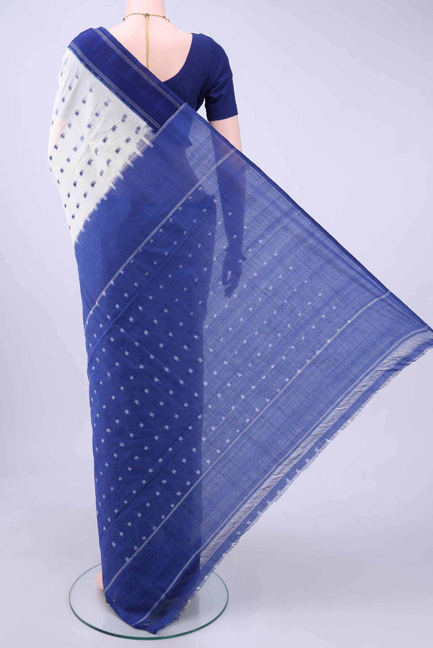 Off White Pochampally Cotton Saree