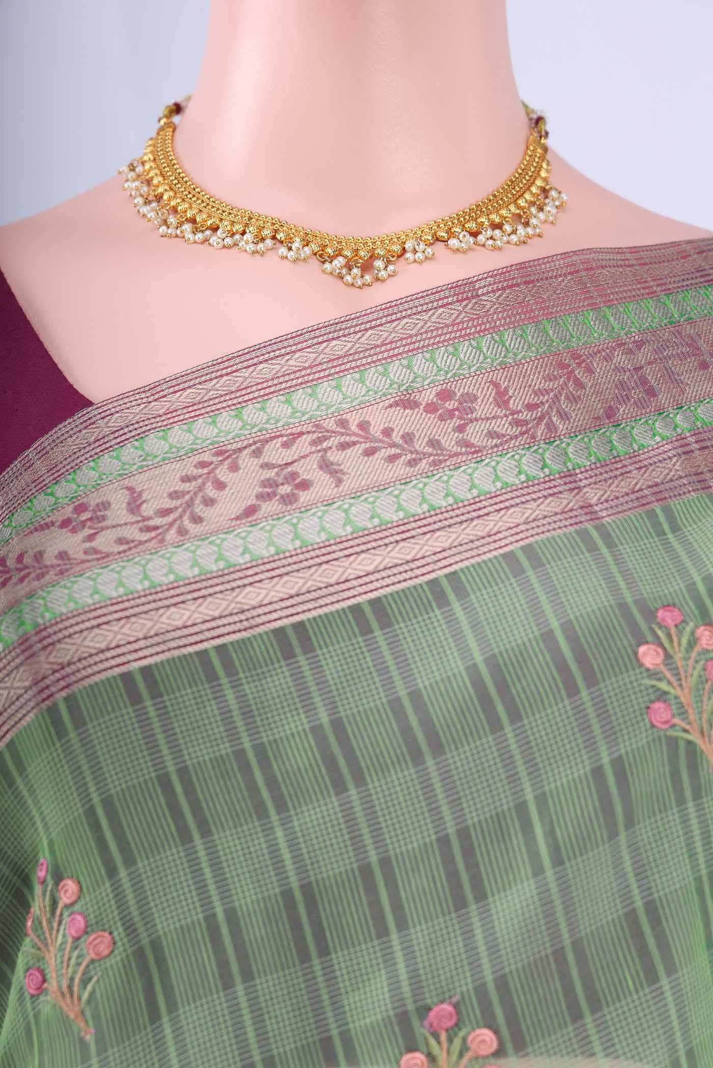 Light Green Kota Cotton Saree