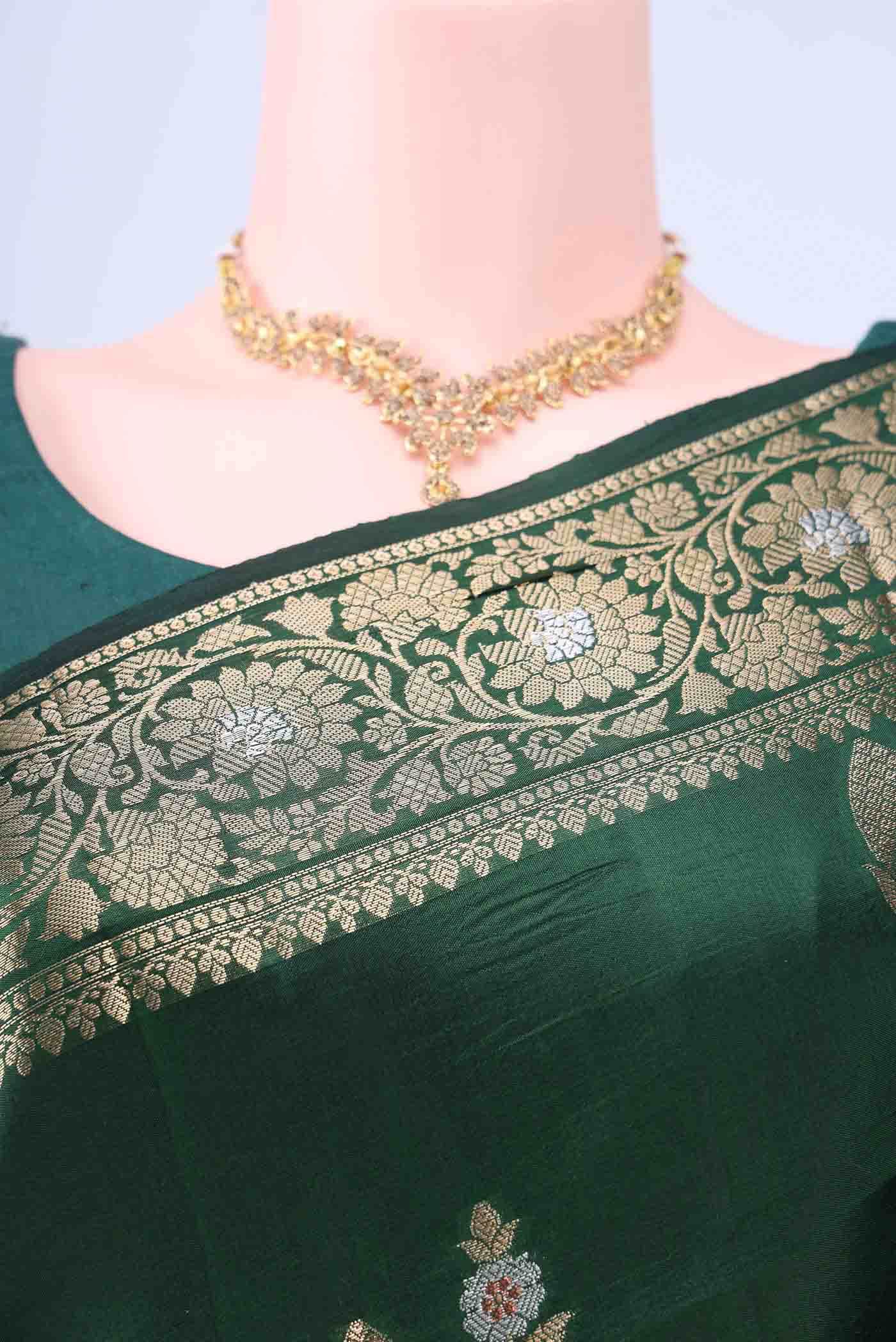 Bottle Green Banarasi Silk Saree