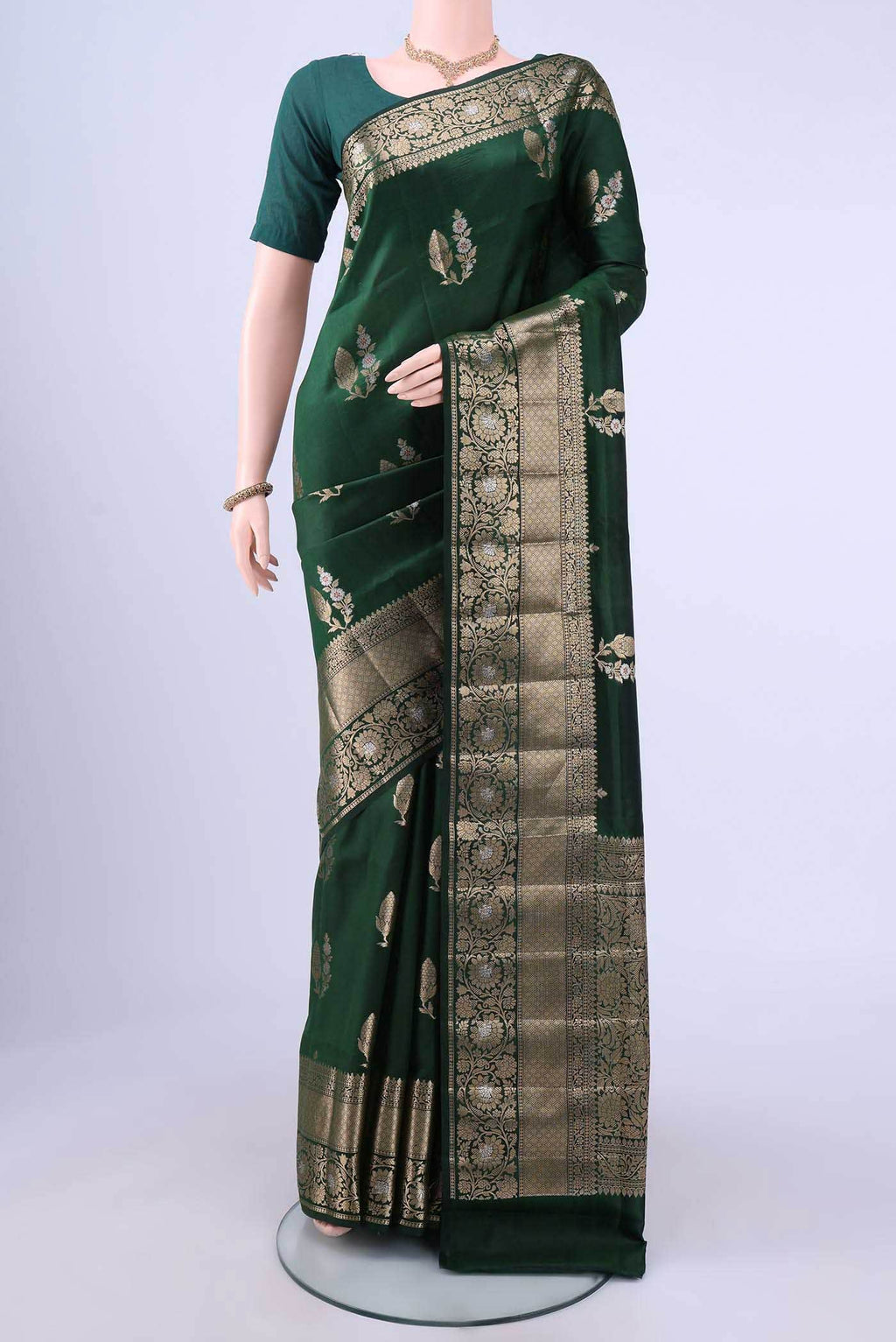 Bottle Green Banarasi Silk Saree