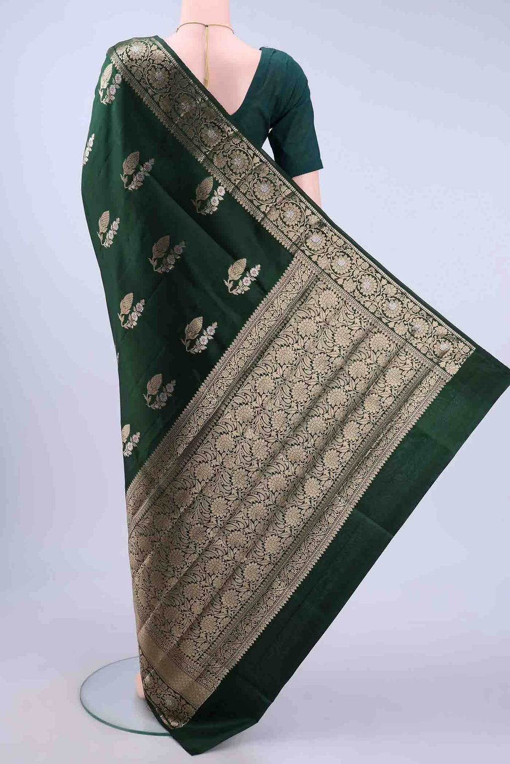 Bottle Green Banarasi Silk Saree