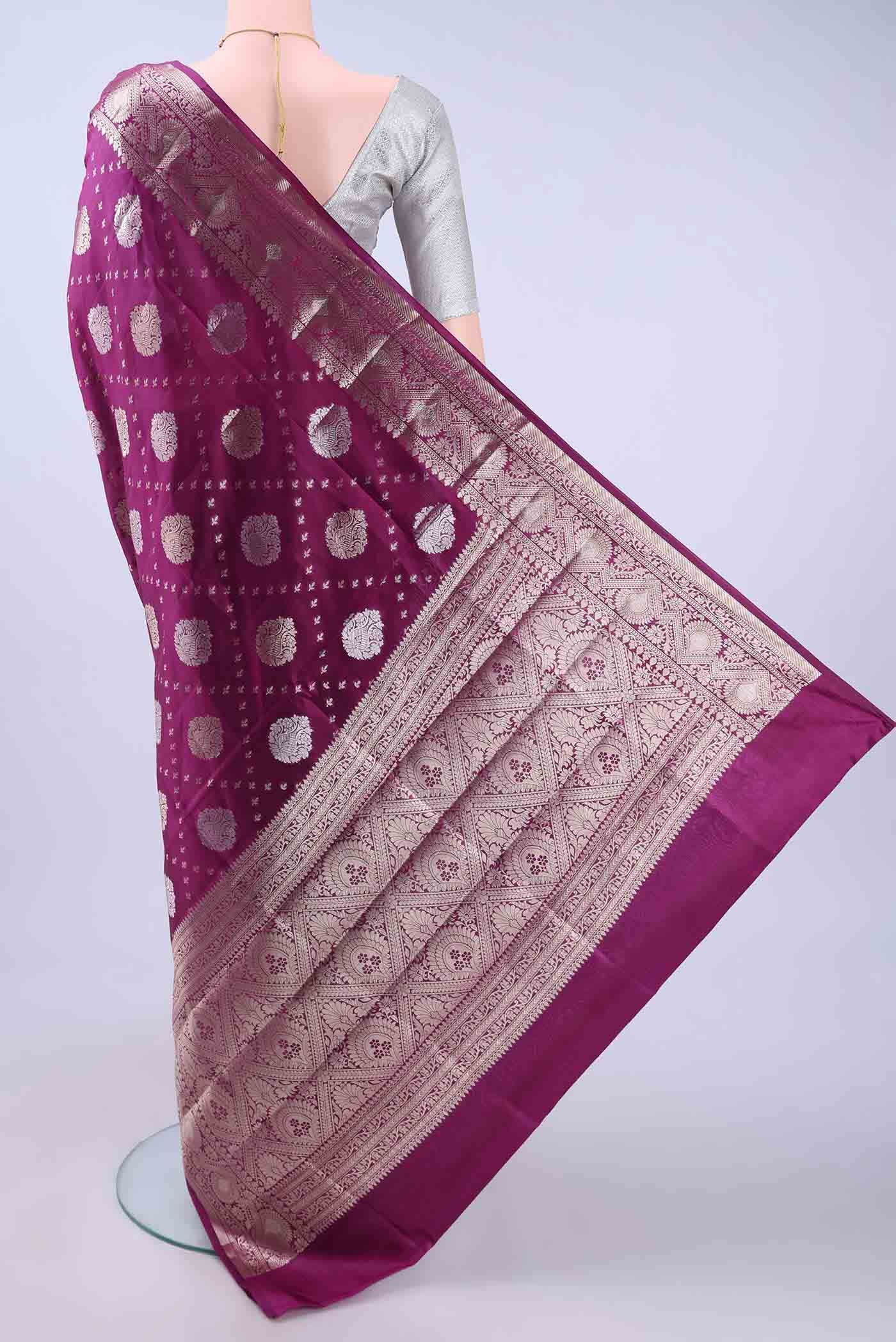 Burgundy Banarasi Silk Saree