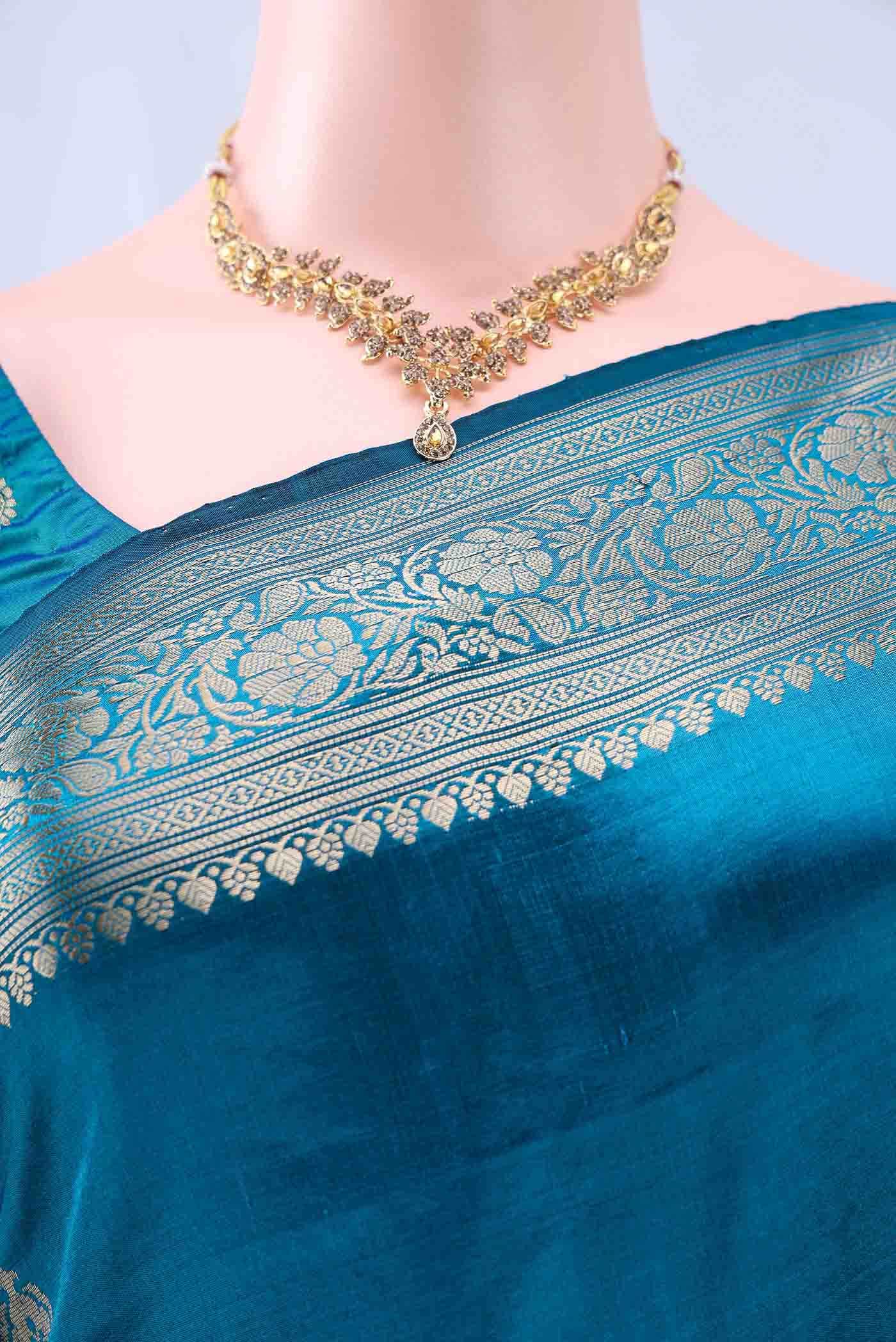 Dark Blue Banarasi Katan Silk Saree